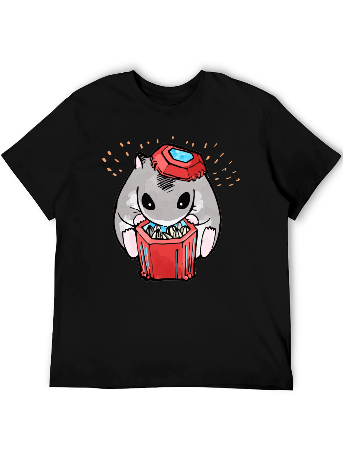 Black Hamster T-Shirt with Gemstone Hat view 5