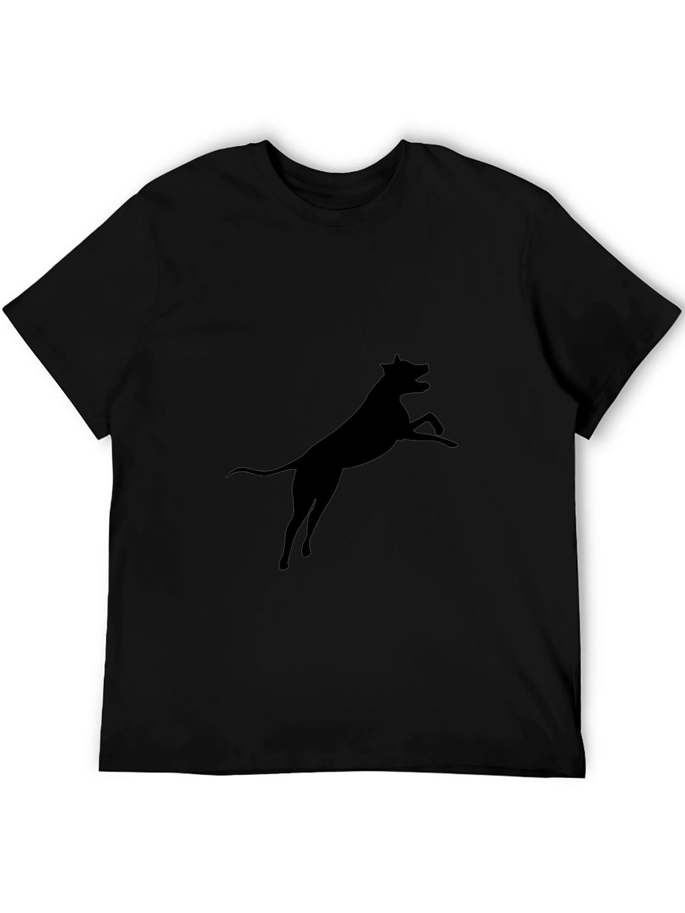 Black Black Dog Silhouette Graphic Tee - Casual Cotton T-Shirt view 5