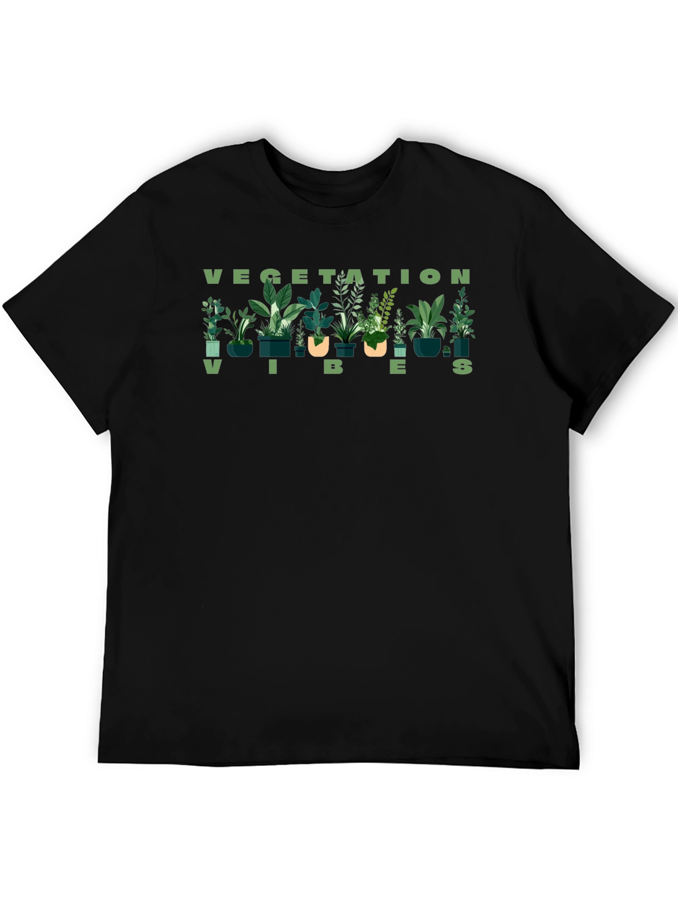 Black Vegetation Vibes Graphic Tee - Black view 5