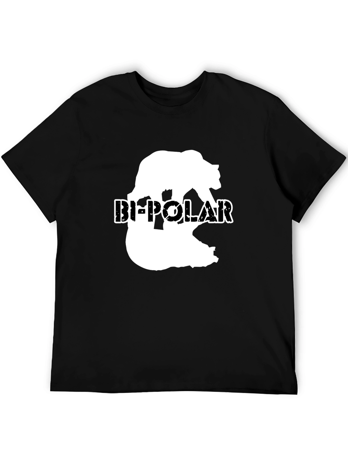 Black Bi-Polar Bear Graphic Print Black T-Shirt view 5