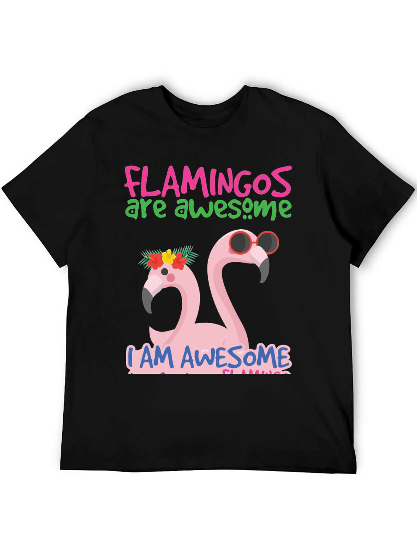 Black Awesome Flamingo Graphic T-Shirt view 5