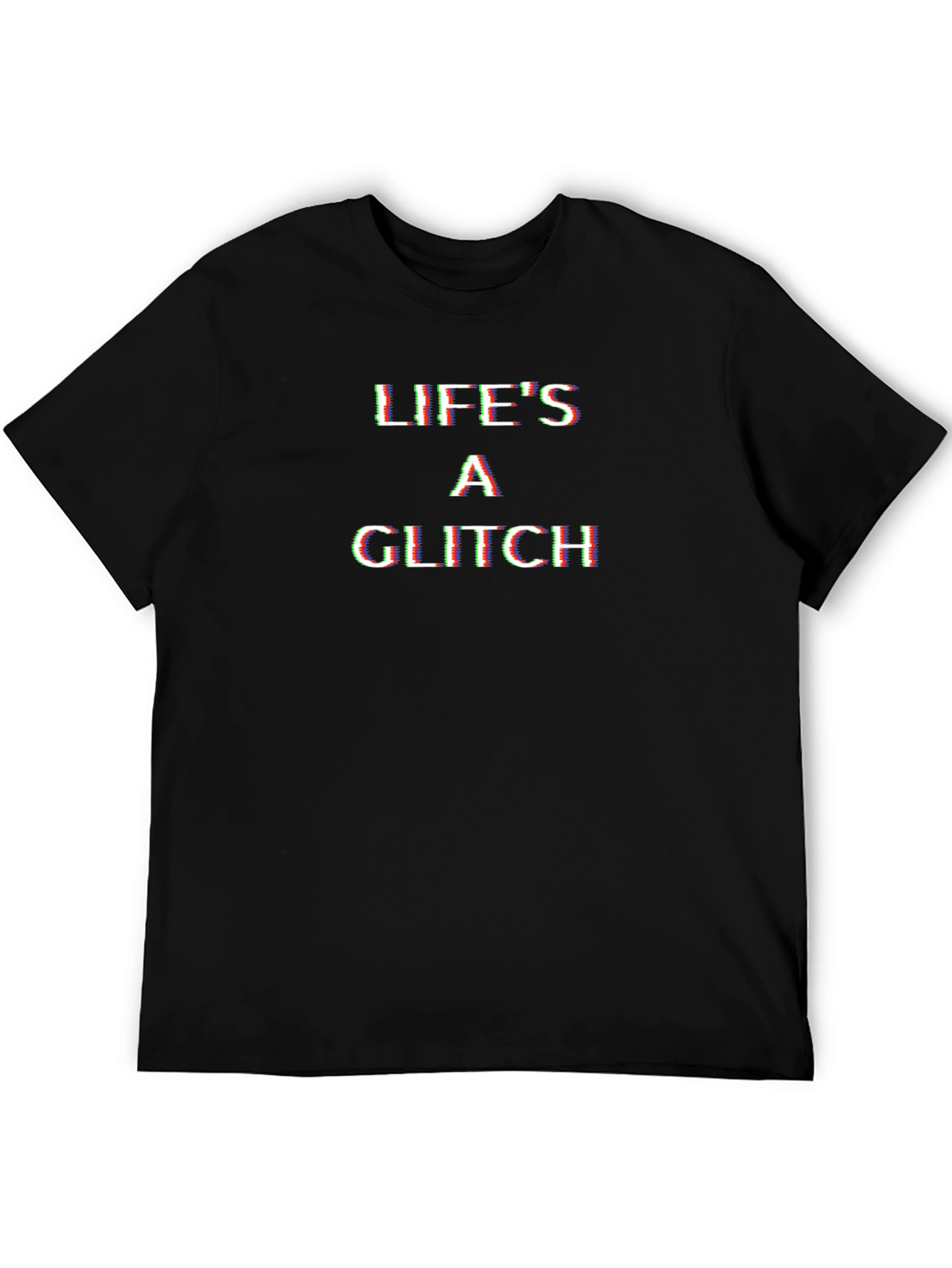 Black Life's a Glitch Graphic Tee - Black Casual T-Shirt view 5
