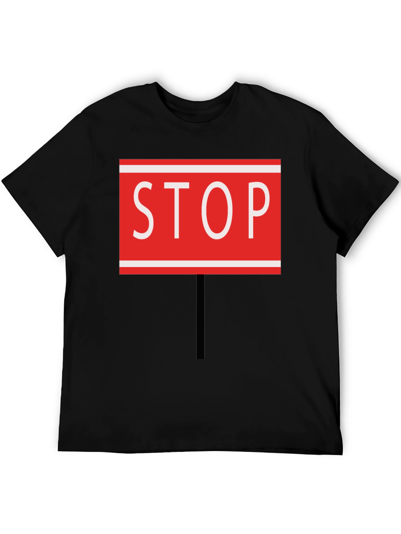 Black Stop Sign Graphic Tee - Black Cotton Blend view 5