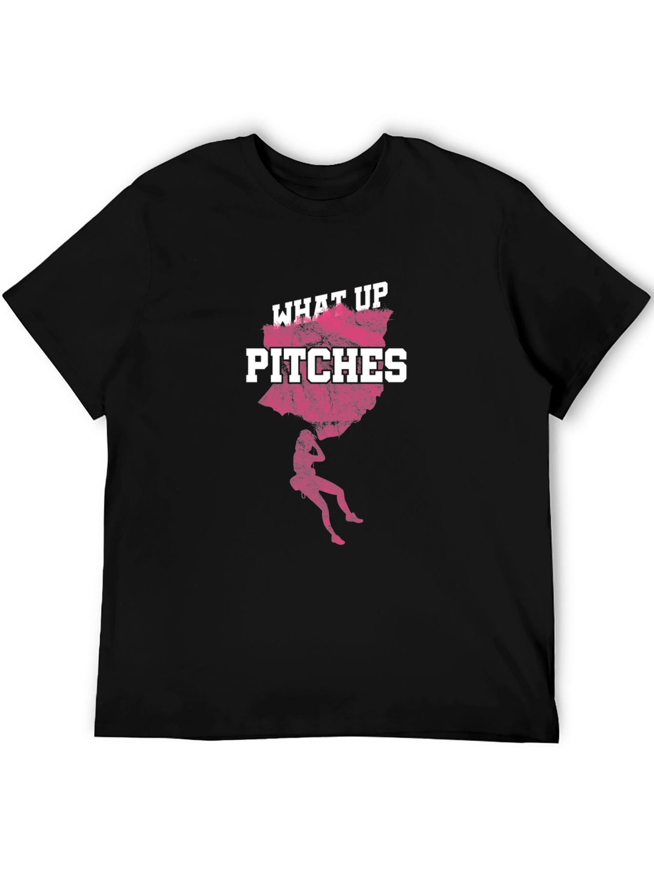 Black What Up Pitches Graphic Tee - Funny Adult Humor view 5