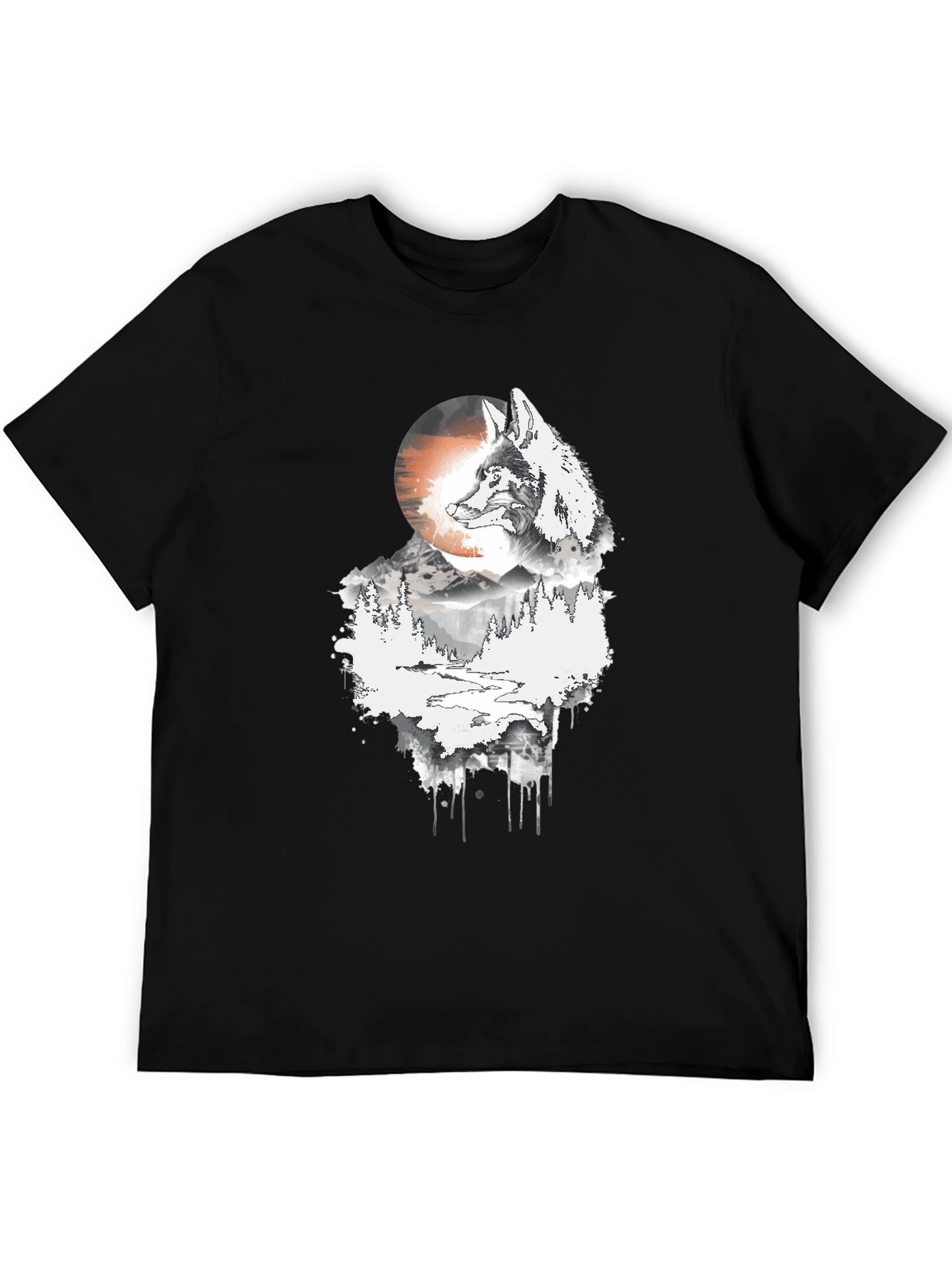 Wolf Moon Graphic Tee - Men's Black T-Shirt - 5