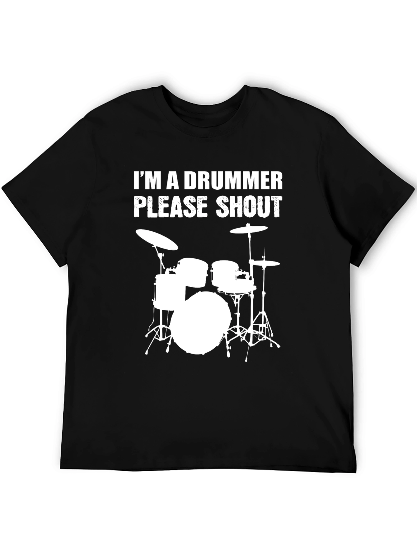 Black I'm a Drummer Please Shout T-Shirt view 5