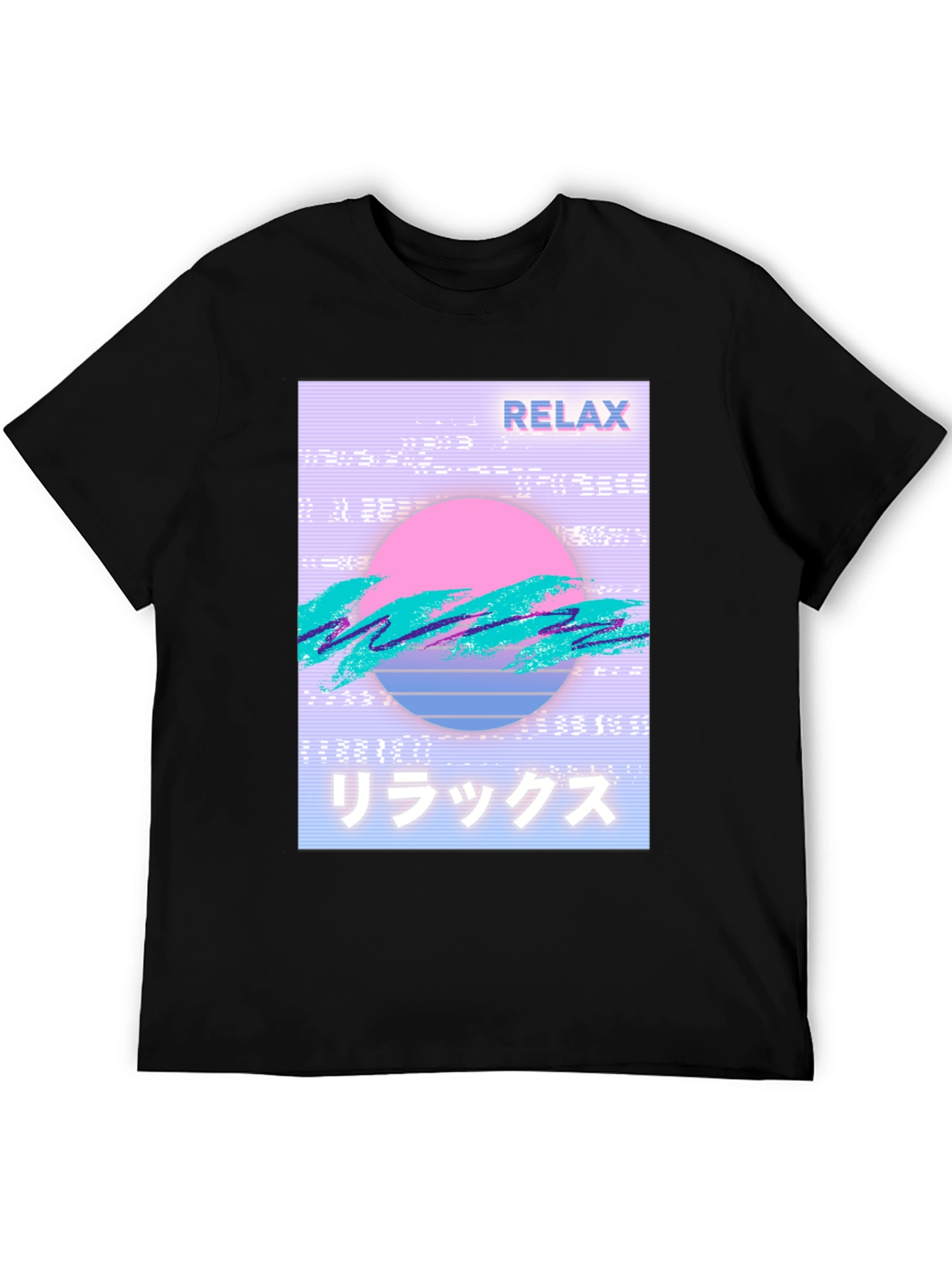 Black Relax Vaporwave Graphic T-Shirt - Trendy Casual Wear view 5