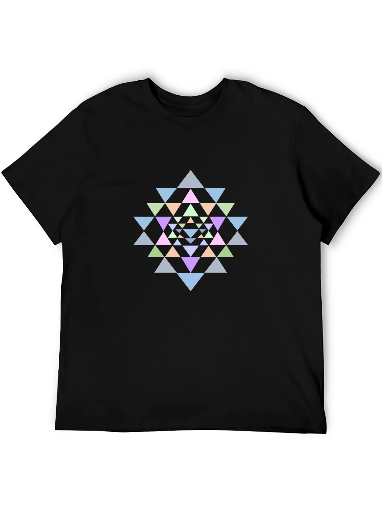 Black Geometric Mandala Graphic Tee - Black Cotton T-Shirt view 5