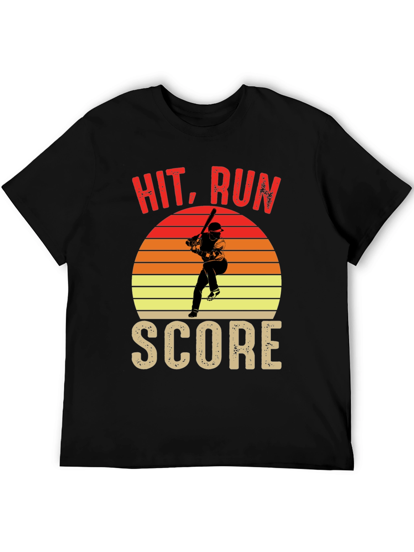 Black Hit Run Score Graphic T-Shirt Baseball Fan view 5