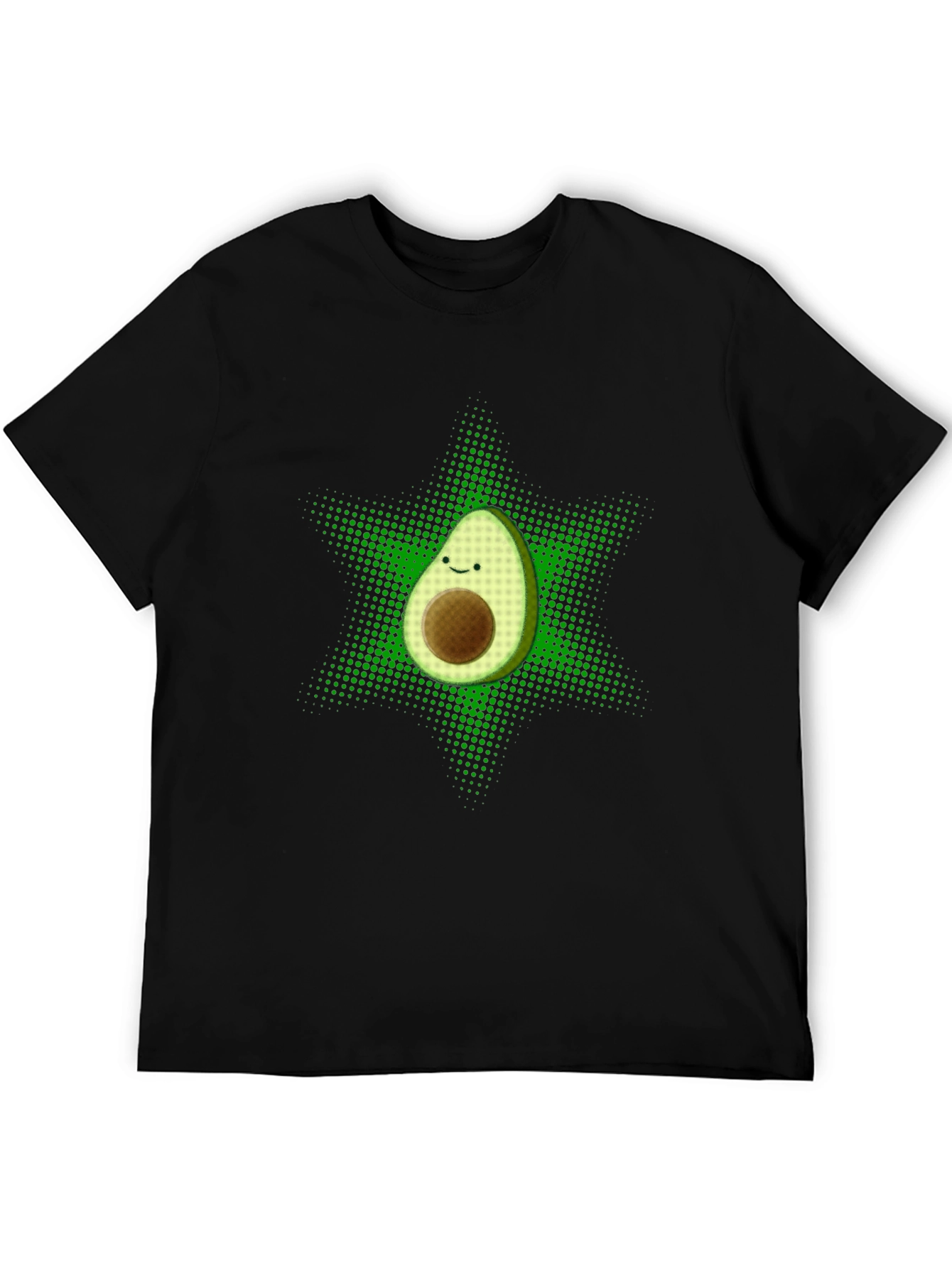 Black Funny Avocado Star T-Shirt - Black view 5