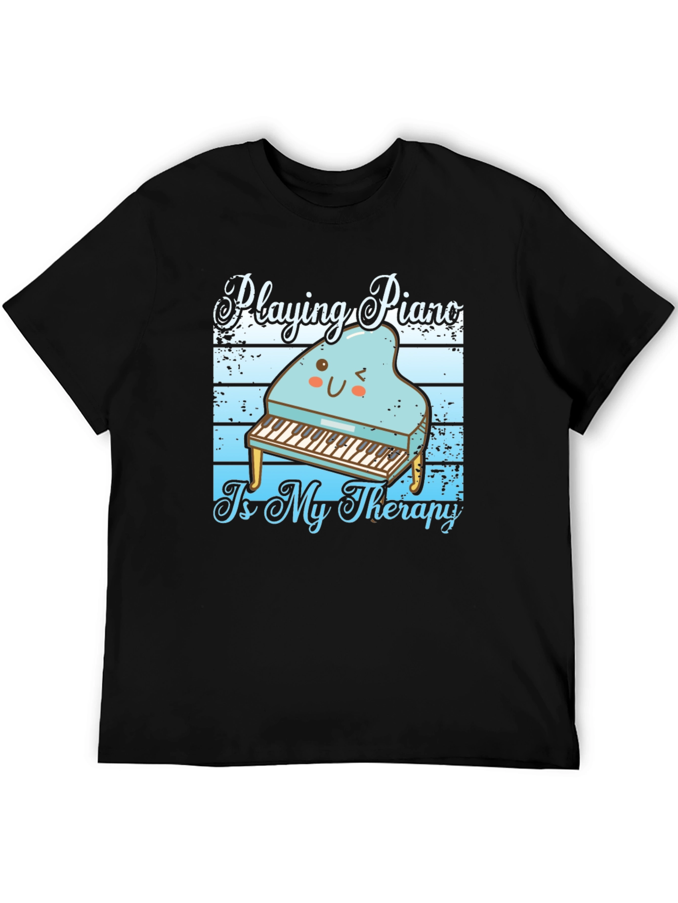 Black Piano Therapy T-Shirt - Music Lover Tee view 5