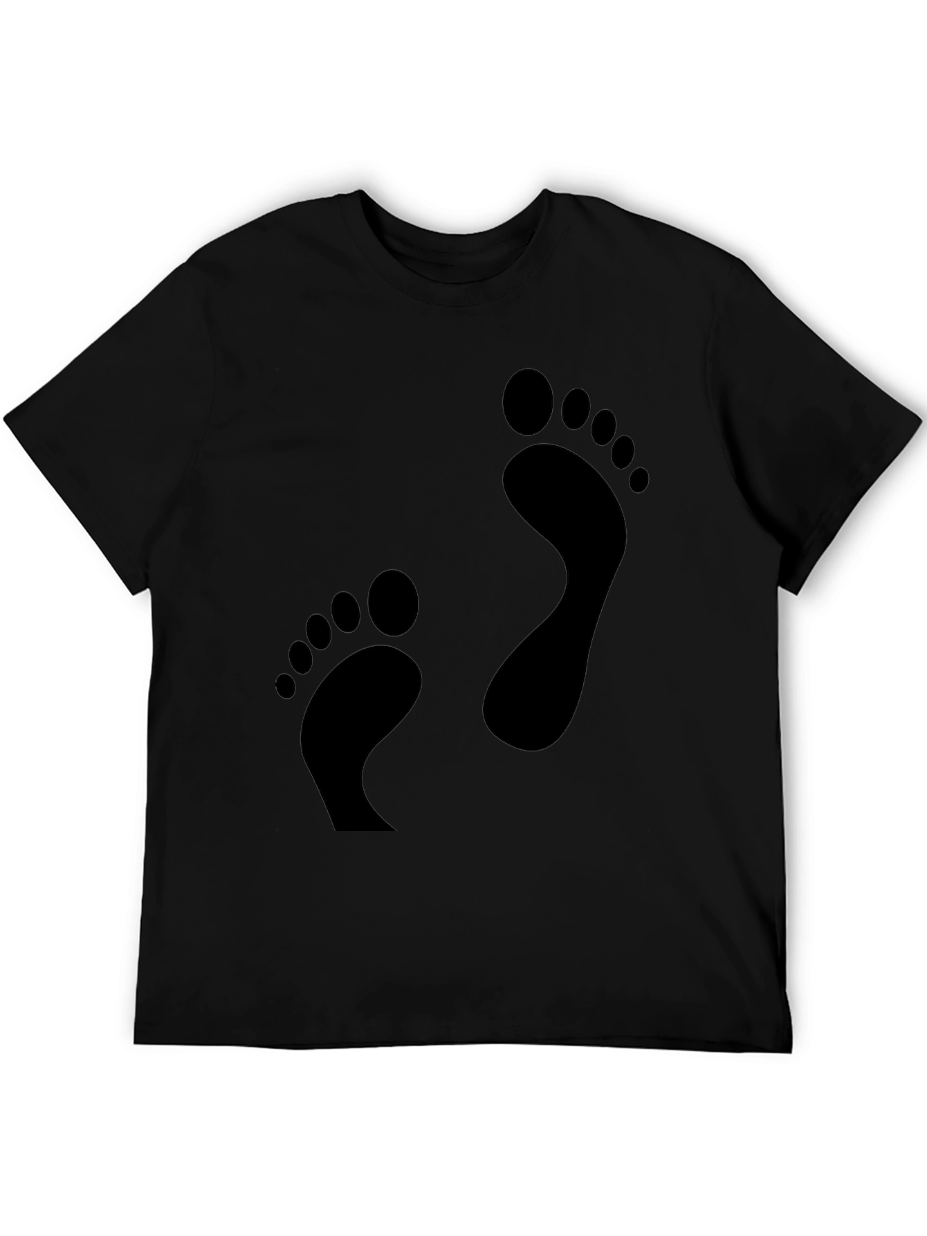 Black Footprint Black T-Shirt - Fun Casual Tee view 5