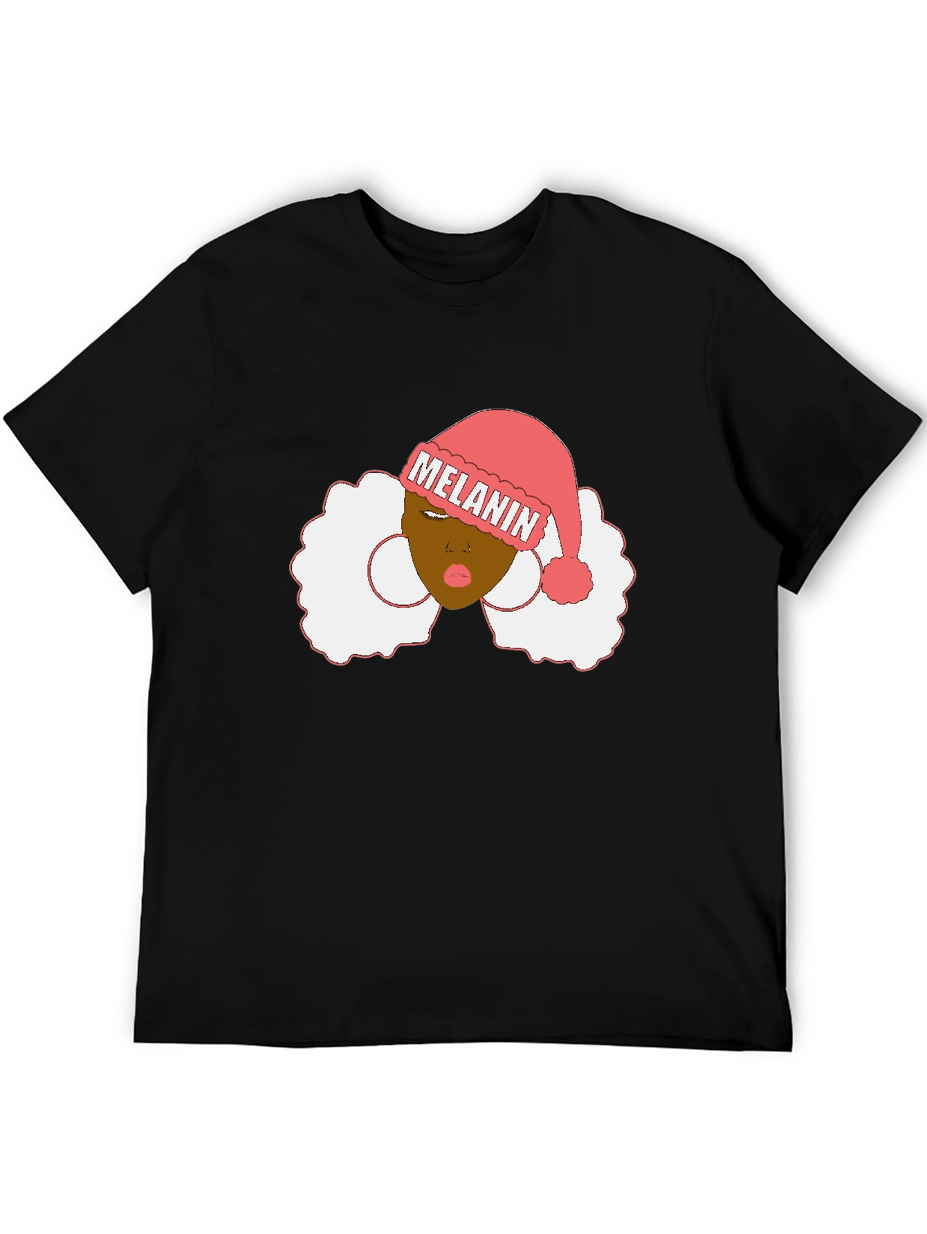 Black Melanin Santa Hat Black Graphic Tee view 5