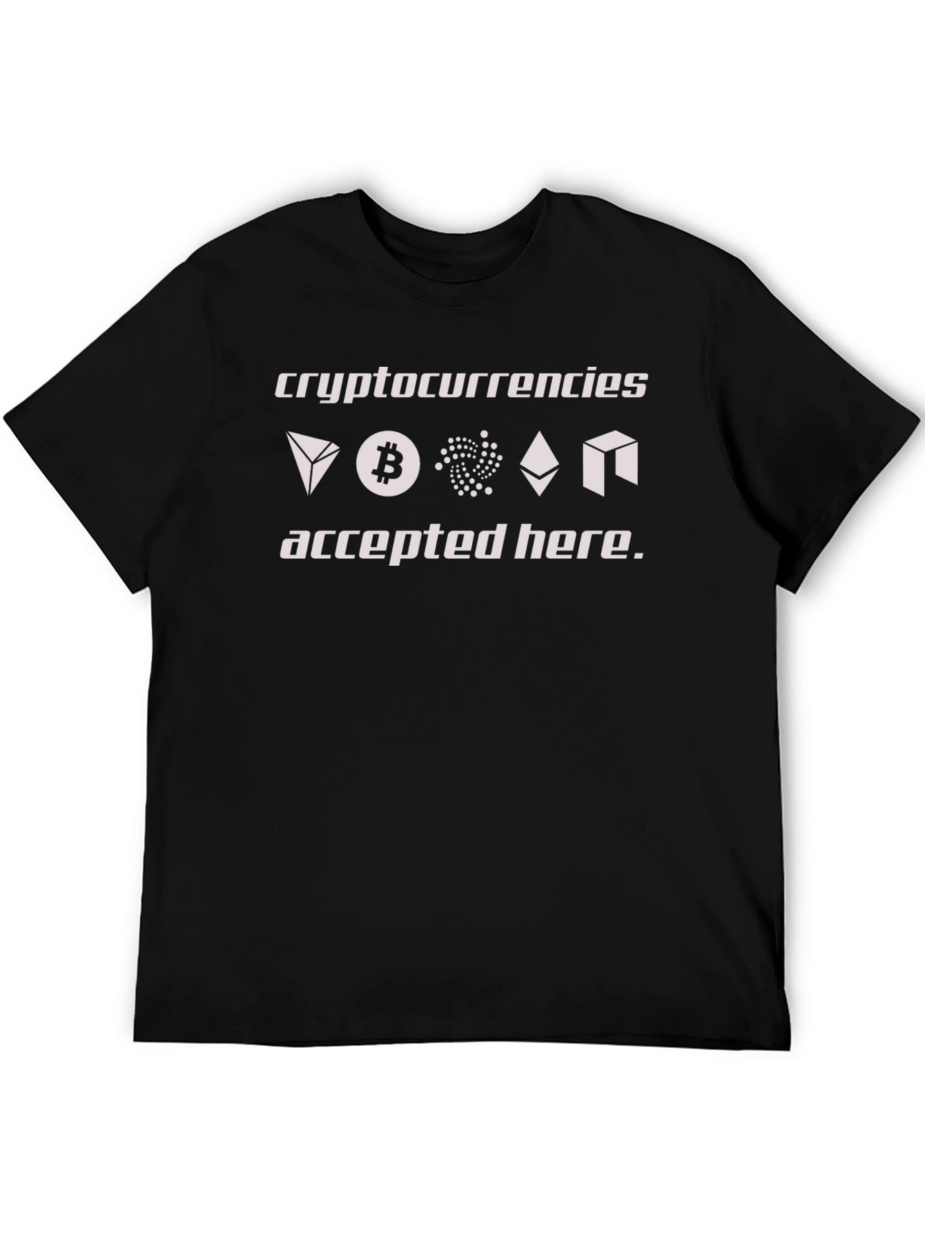 Black Cryptocurrency Accepted Here T-Shirt view 5