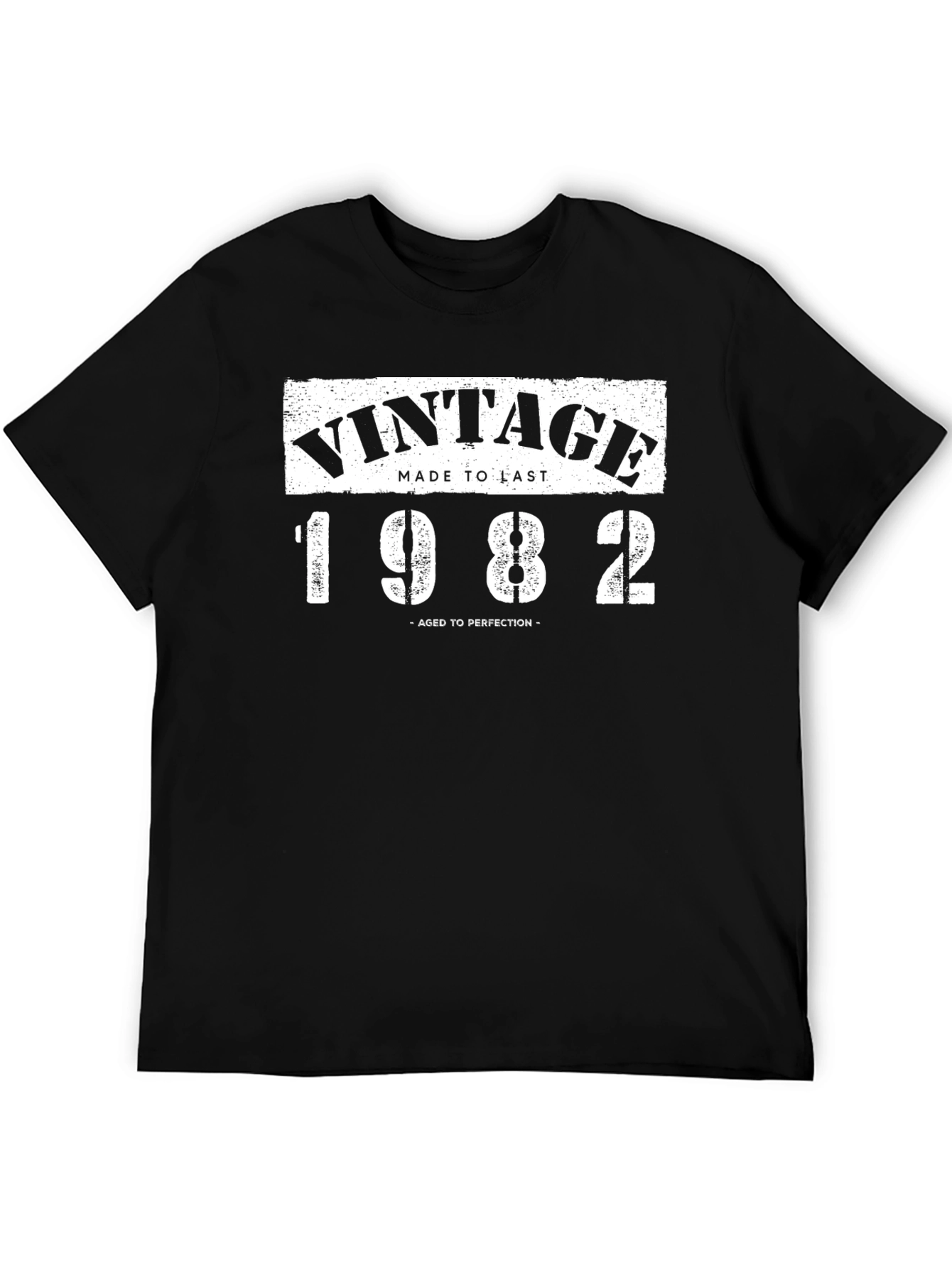Black Vintage 1982 Aged to Perfection Black T-Shirt view 5