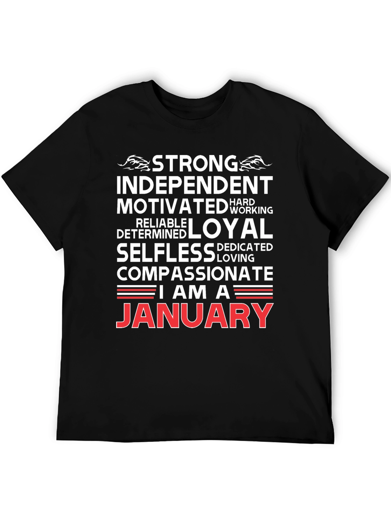 Black January Birthday T-Shirt - Strong, Loyal, Compassionate view 5