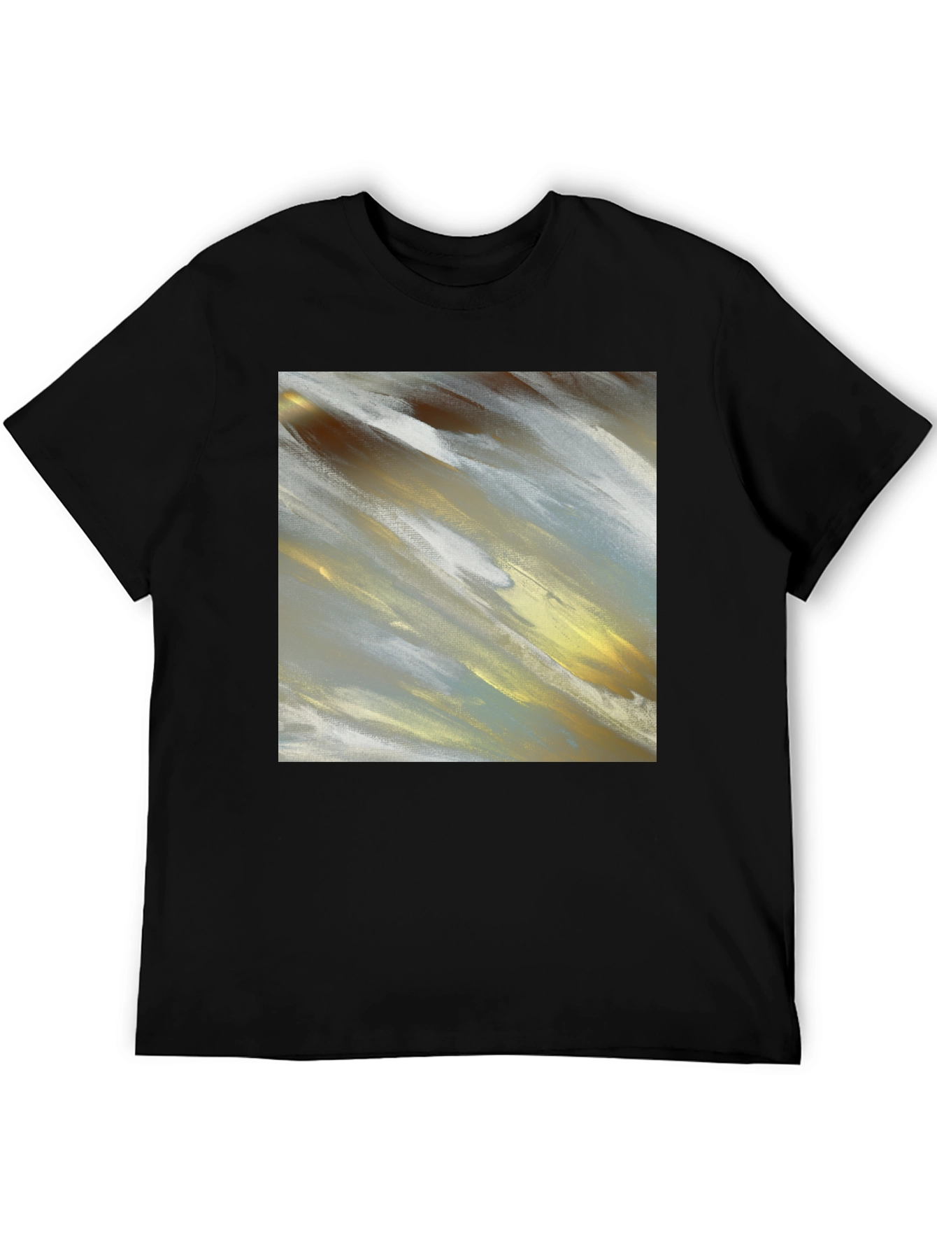 Black Abstract Art T-Shirt - Modern Brushstroke Design view 5