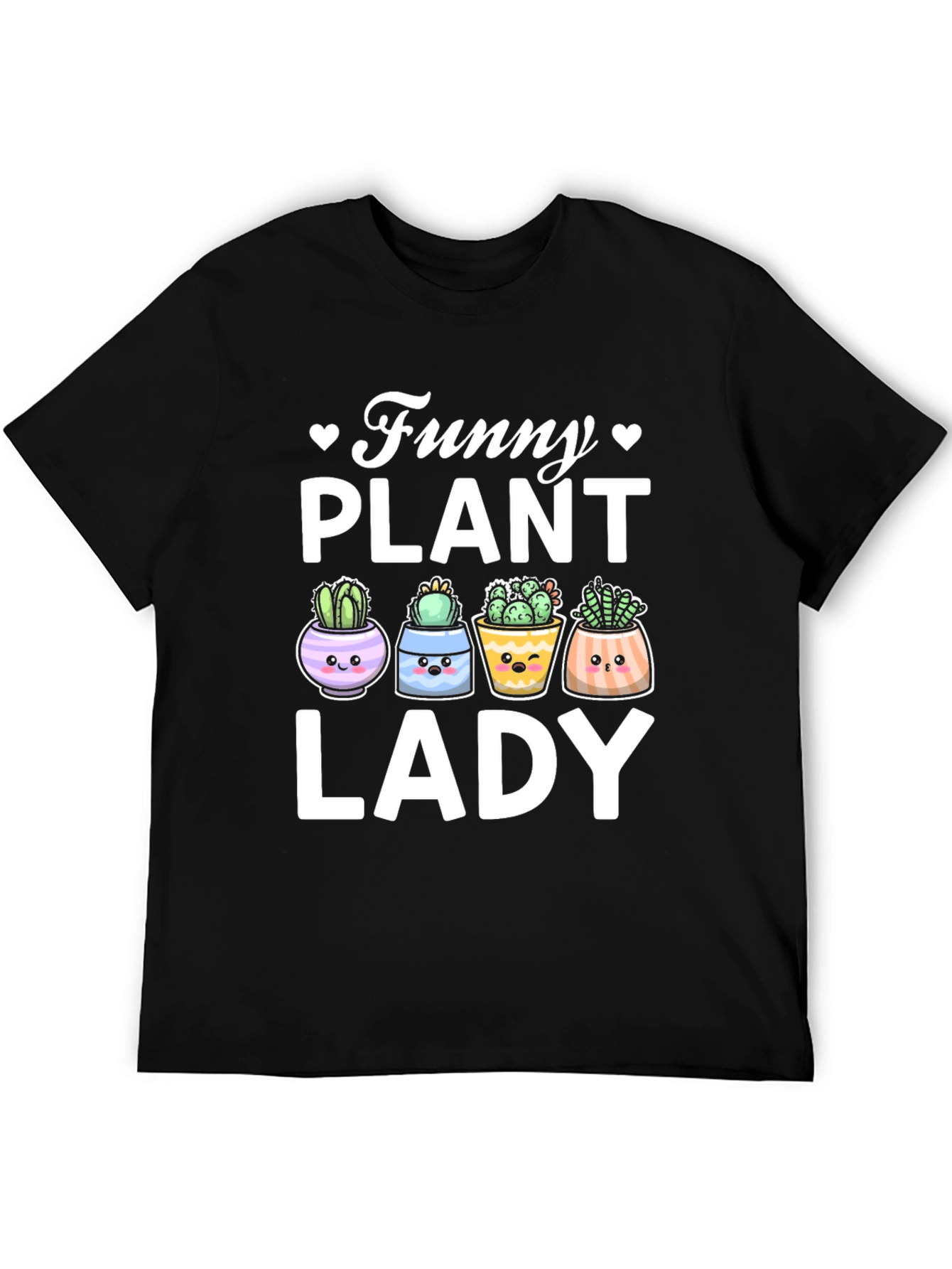Black Funny Plant Lady T-Shirt - Cute Cactus Graphic Tee view 5