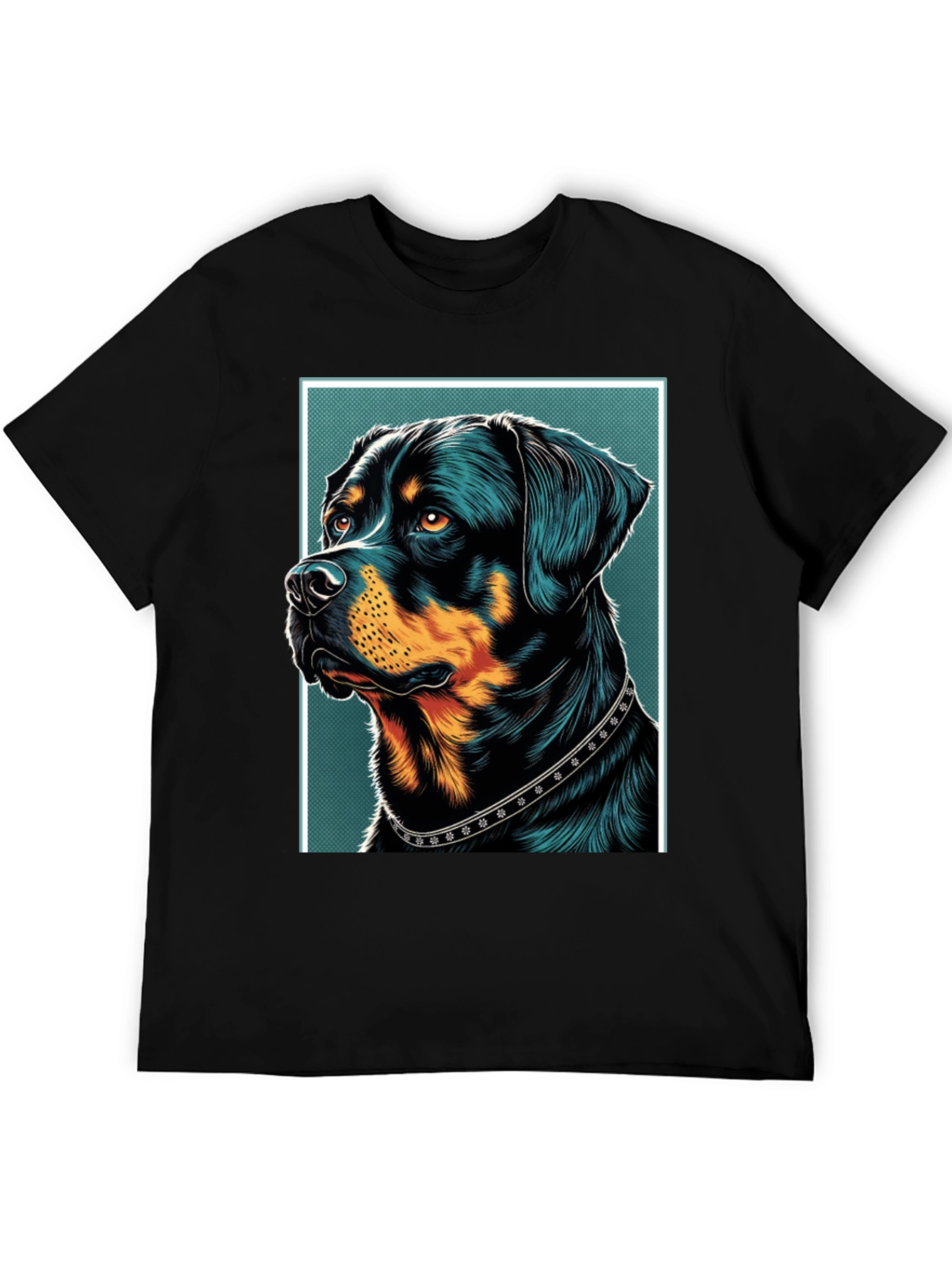Black Rottweiler Graphic Print Black T-Shirt view 5