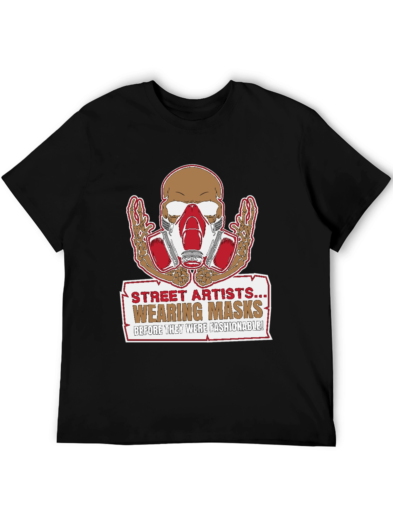 Street Artist Mask Skeleton Graphic T-Shirt - 5