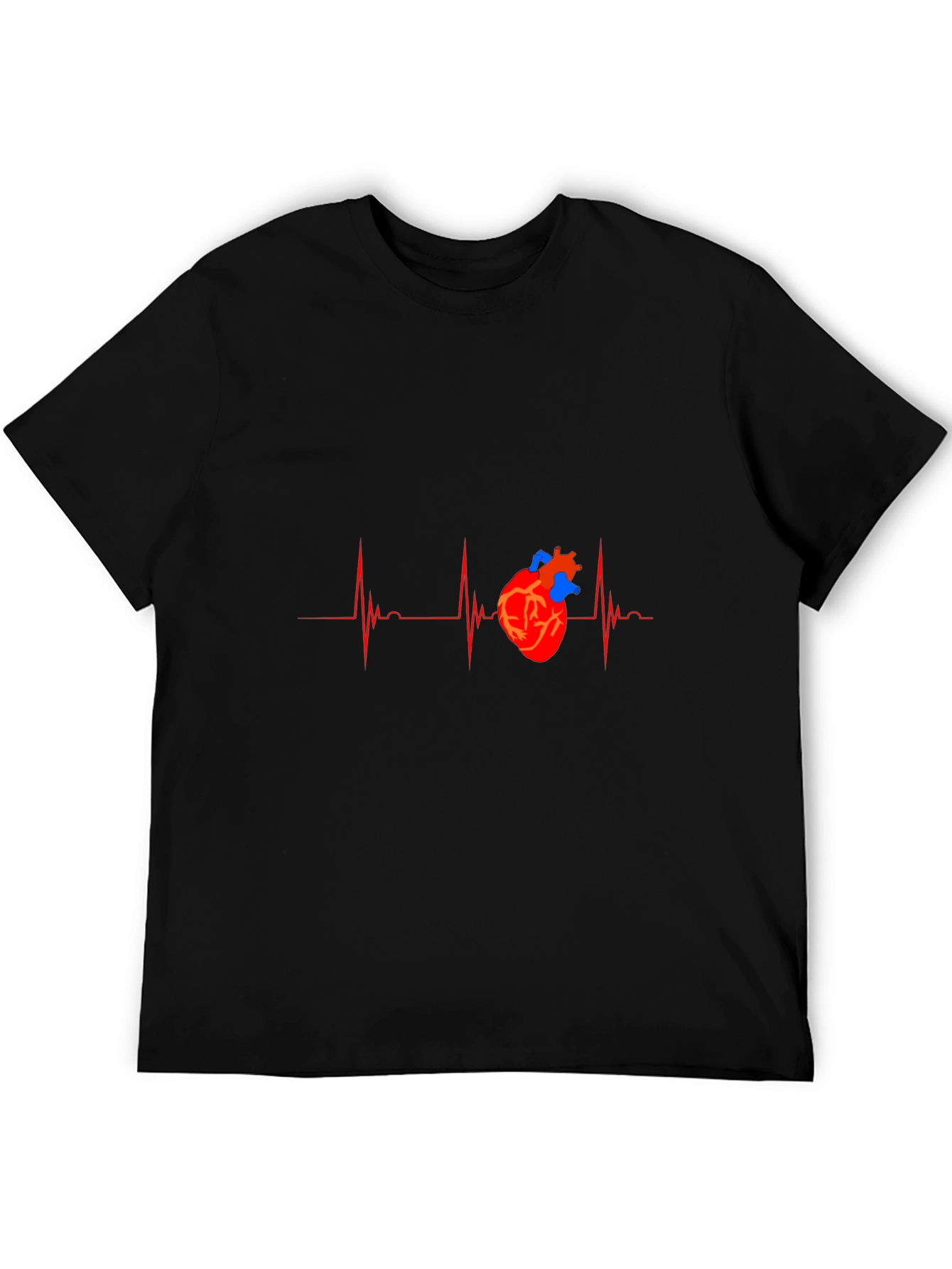 Black Heartbeat Heart Graphic Tee - Black view 5