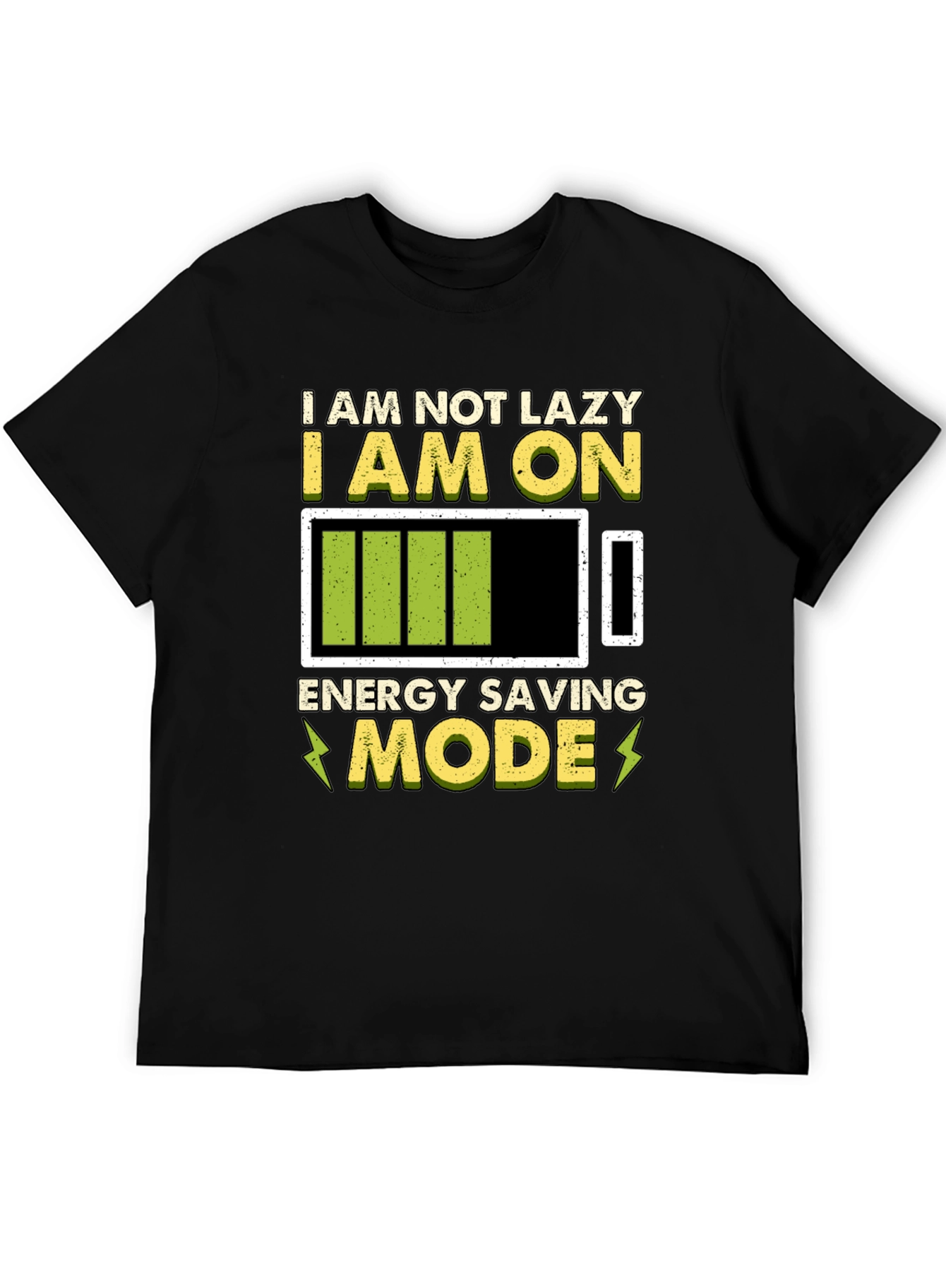 Black Energy Saving Mode Graphic Tee - Lazy Humor T-Shirt view 5
