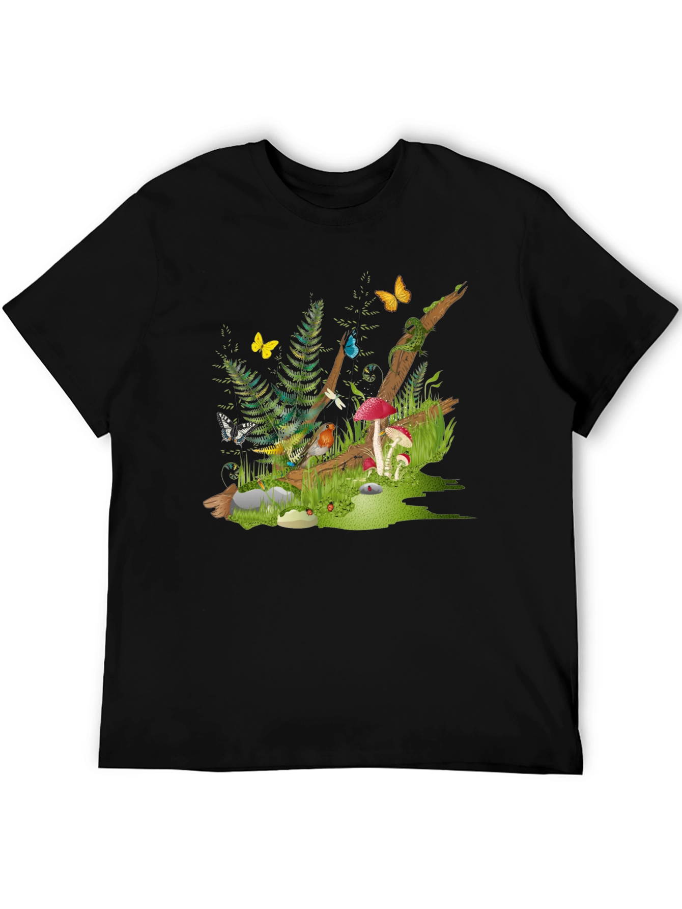 Black Enchanted Forest Tee - Nature Graphic Black T-Shirt view 5