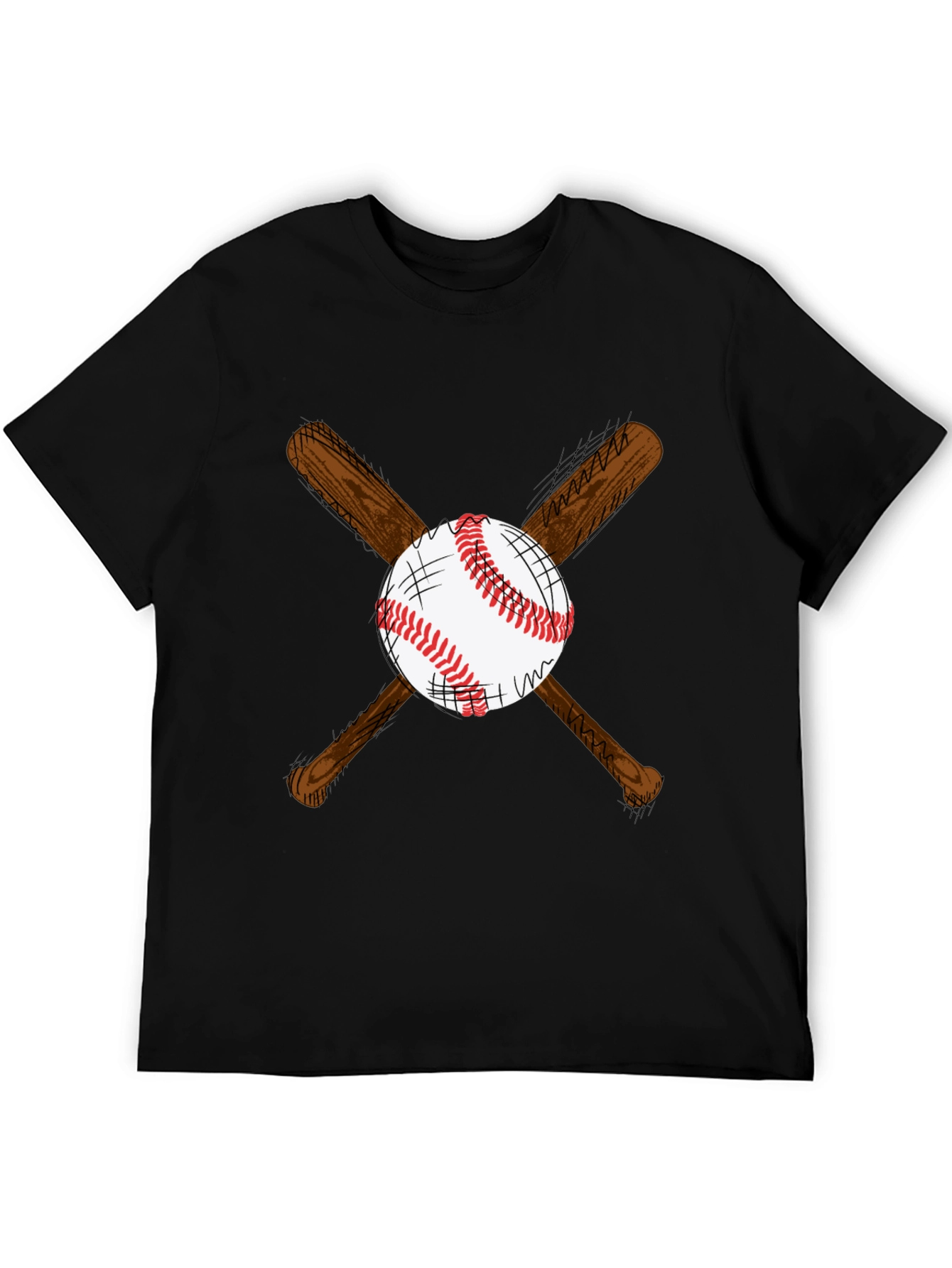 Black Baseball Bats and Ball Graphic T-Shirt view 5