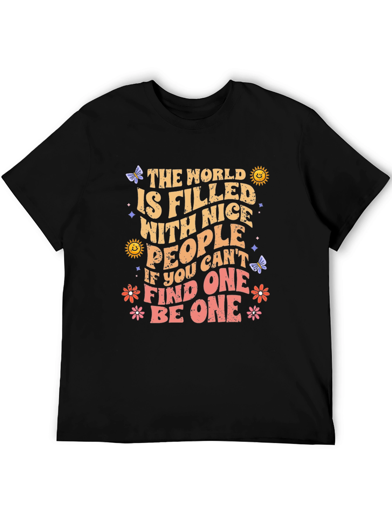 Black Nice People T-Shirt: World Filled with Nice People Graphic Tee view 5