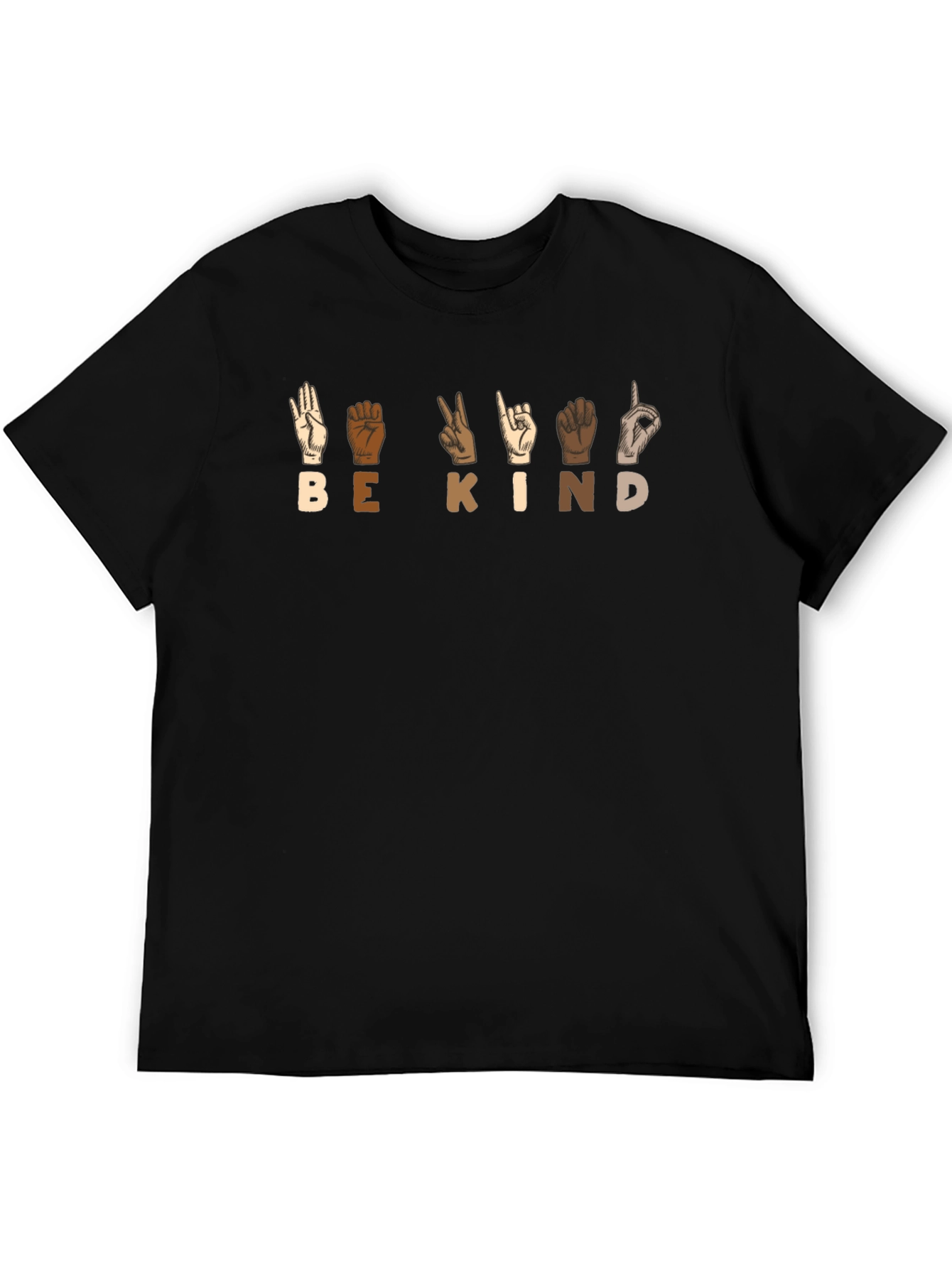 Black Be Kind Sign Language Graphic T-Shirt view 5