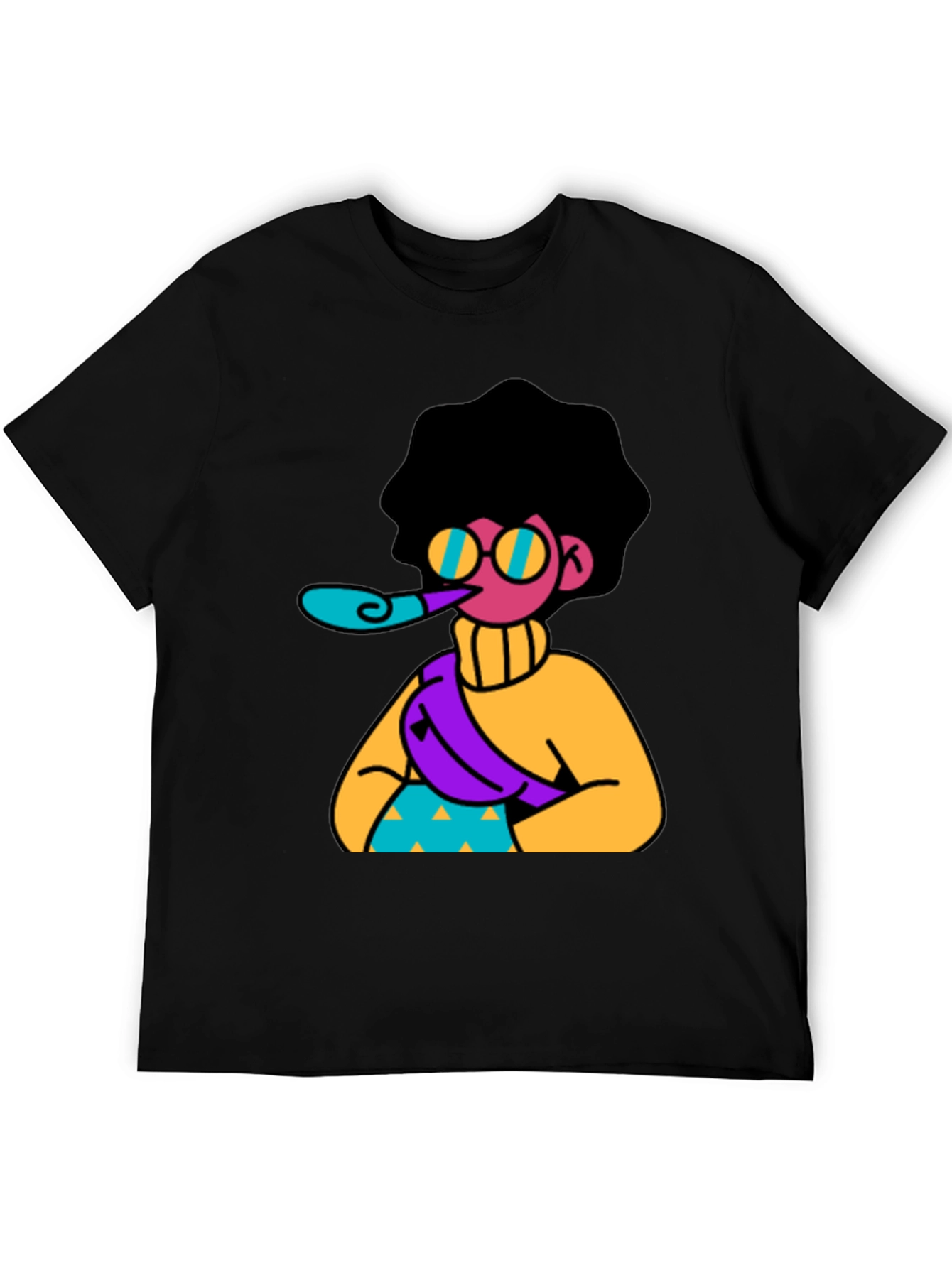 Black Fun Cartoon Graphic T-Shirt - Black view 5