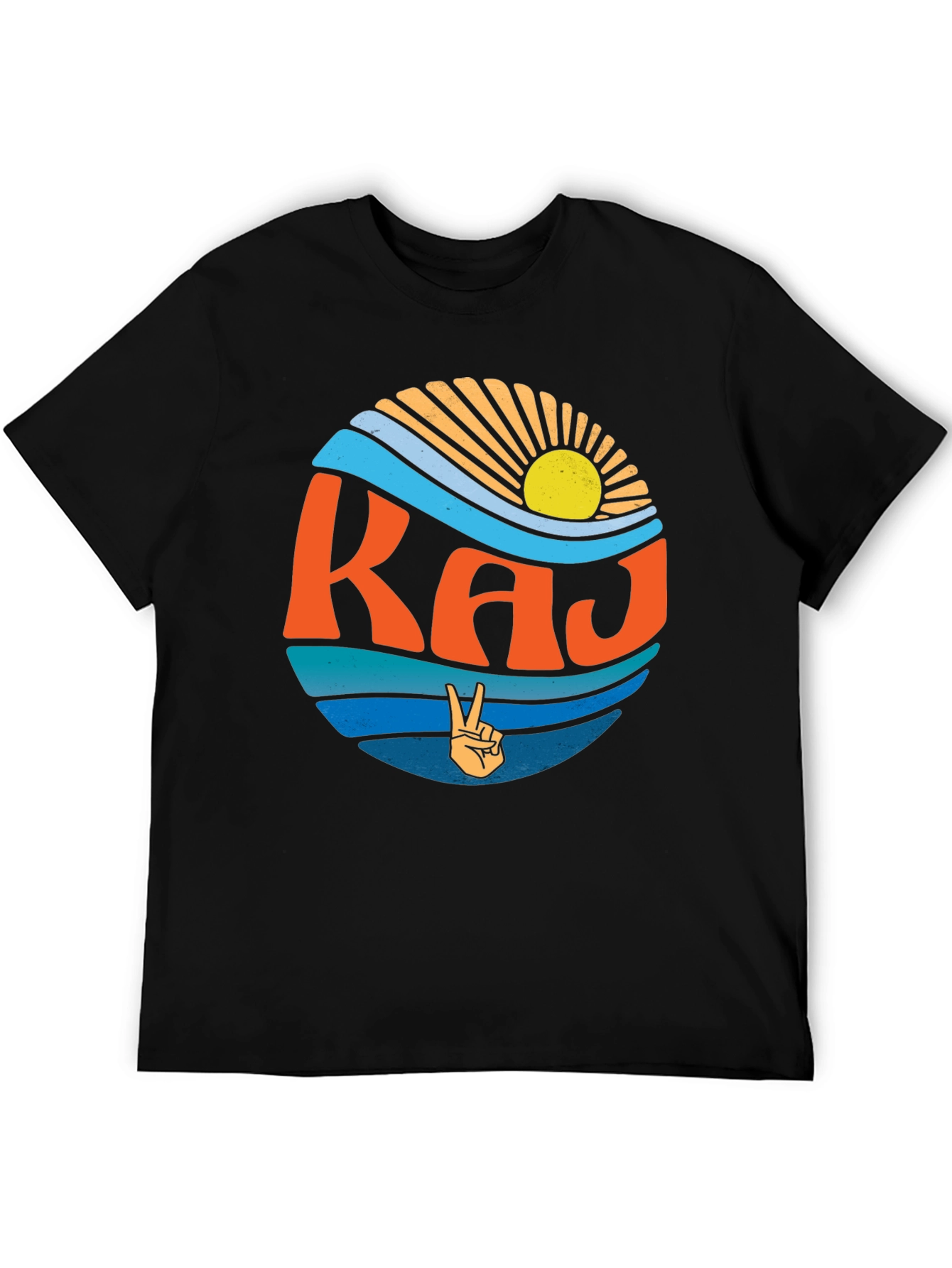 Retro 'RAJ' Graphic Tee - Vintage Style Black T-Shirt - 5