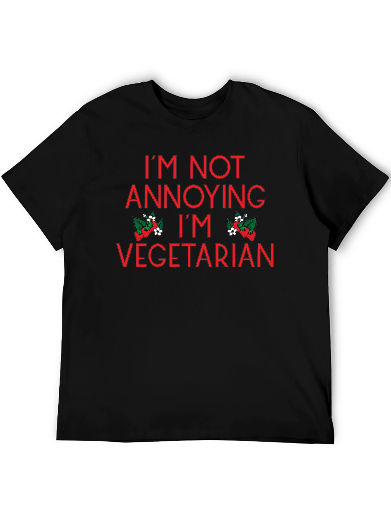 Black Vegetarian T-Shirt - "I'm Not Annoying, I'm Vegetarian" view 5