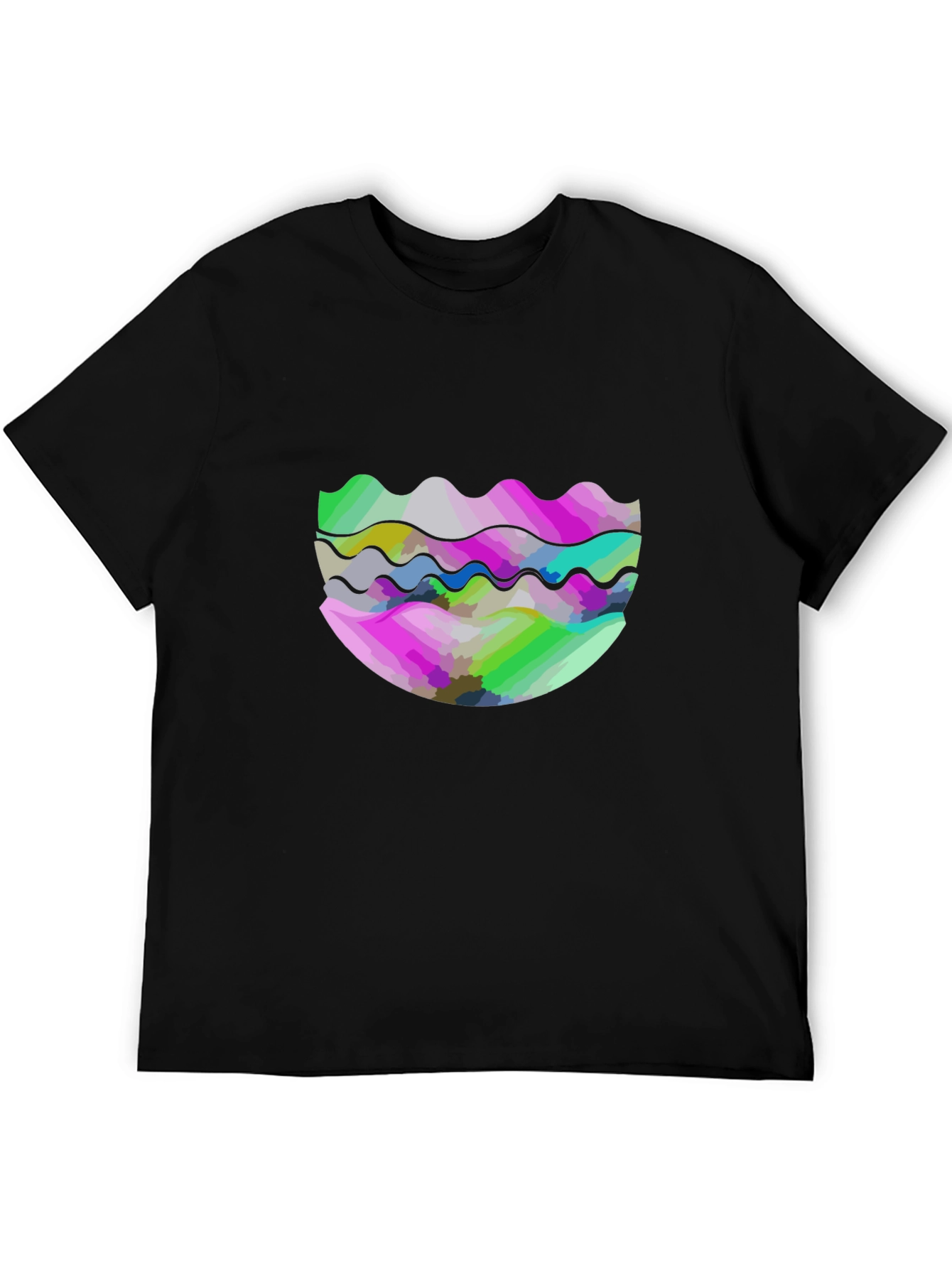 Black Abstract Wave Graphic Tee - Modern Design view 5