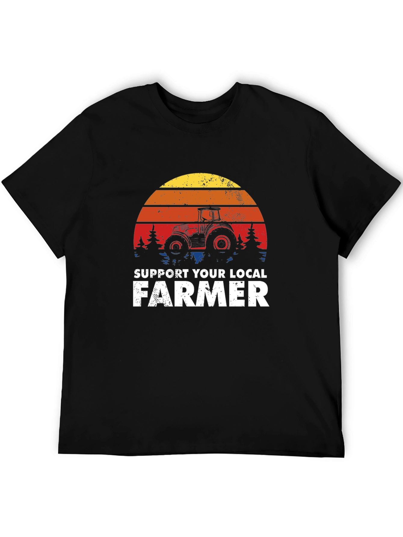 Black Support Local Farmer Tractor Graphic Tee - Retro Style view 5