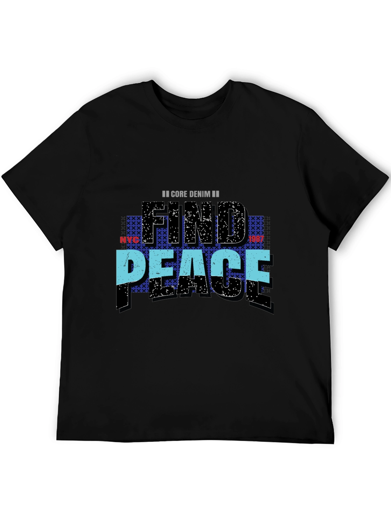 Black Find Peace Core Denim Graphic Tee view 5