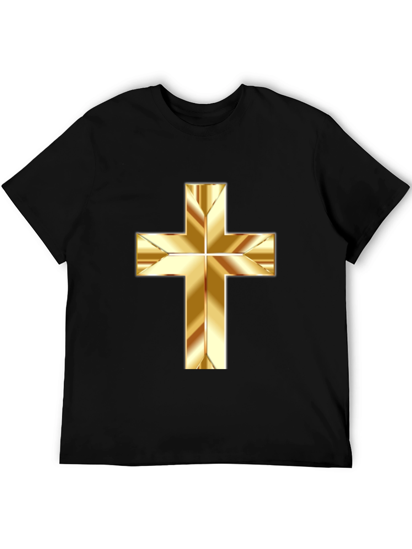 Black Gold Cross Graphic Print Black T-Shirt view 5