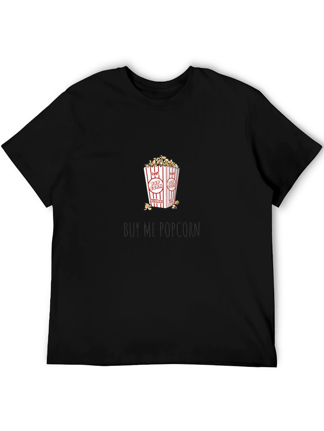 Black Buy Me Popcorn Graphic Tee - Casual Comfort view 5