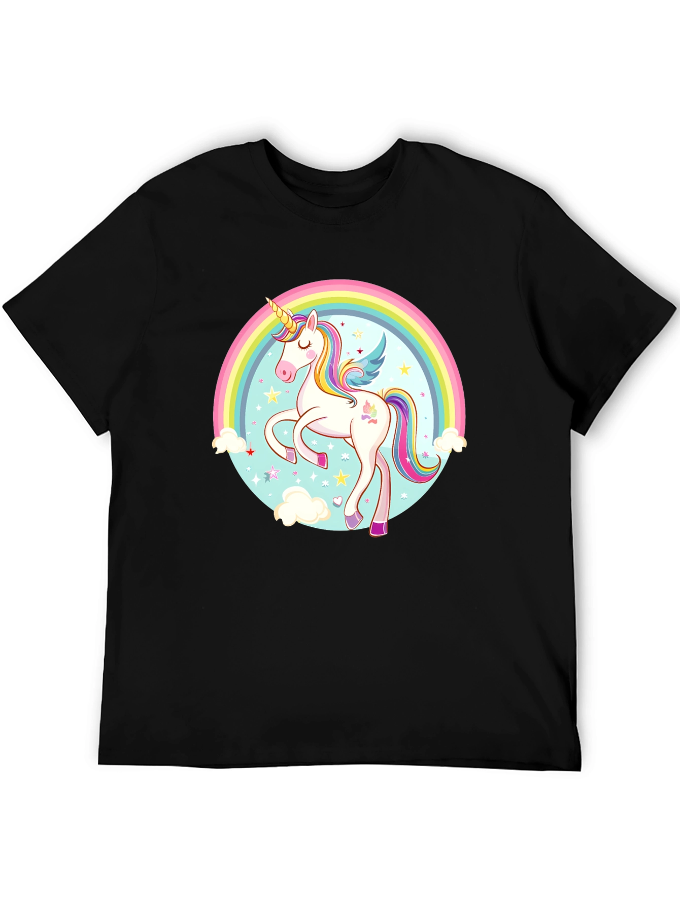 Black Unicorn Rainbow Graphic Tee view 5