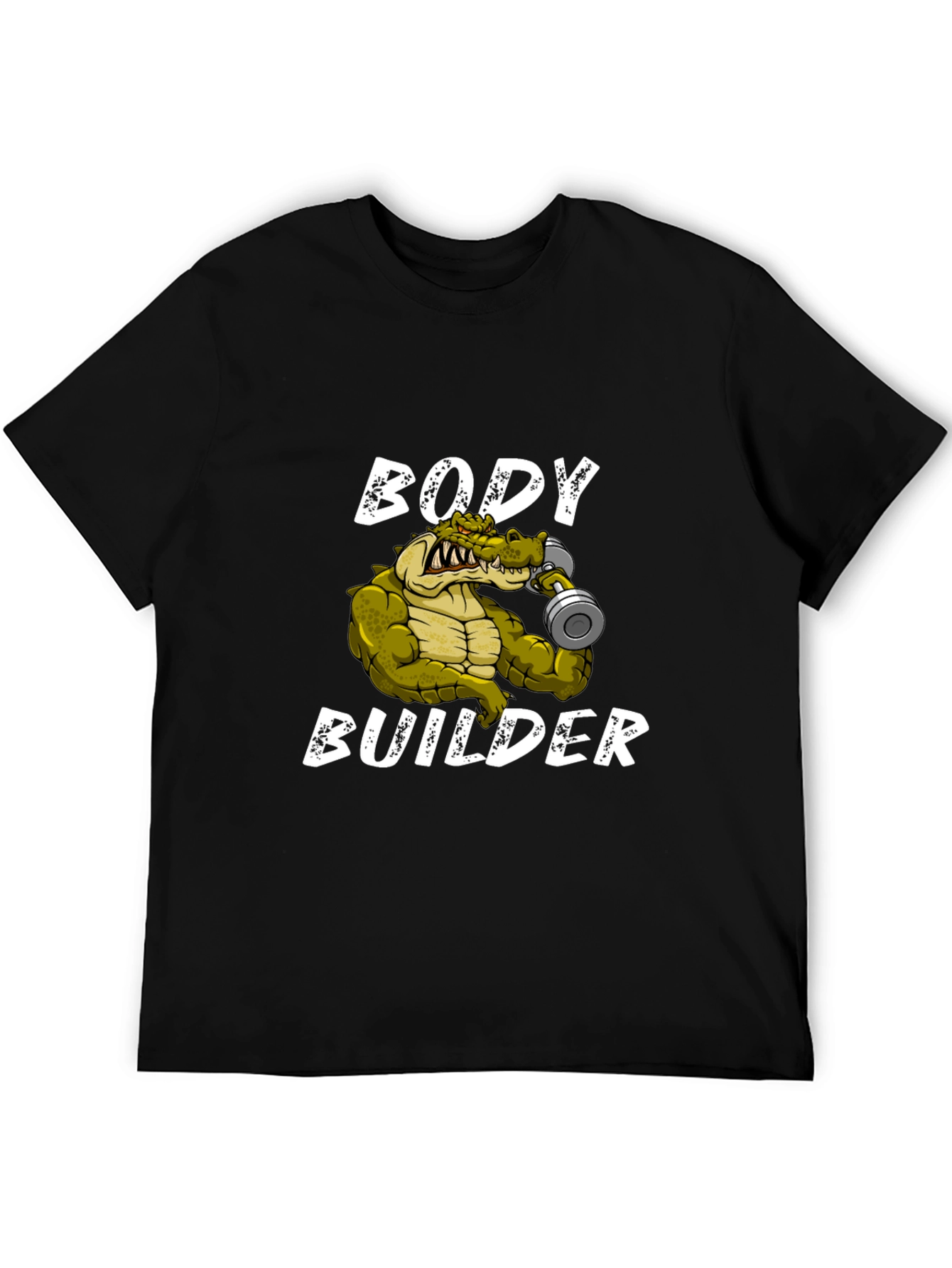 Black Body Builder Crocodile T-Shirt - Funny Gym Tee view 5