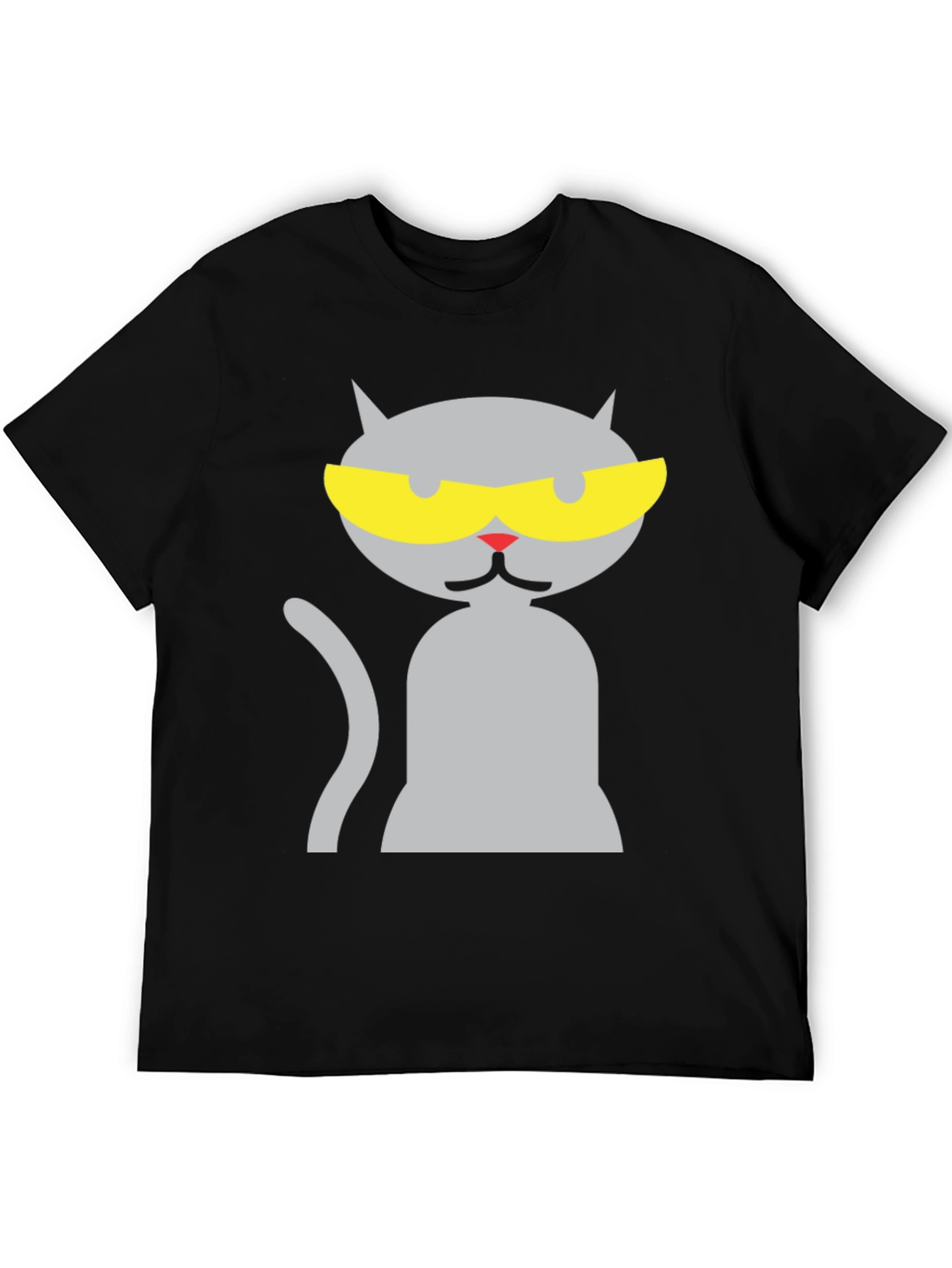Black Cool Cat Graphic Tee - Black Cotton Blend Shirt view 5