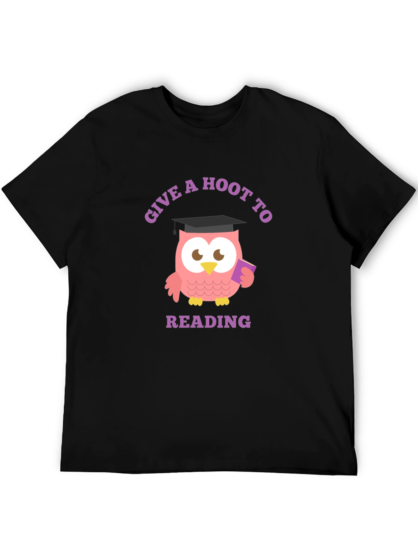 Give a Hoot to Reading Black T-Shirt - 5