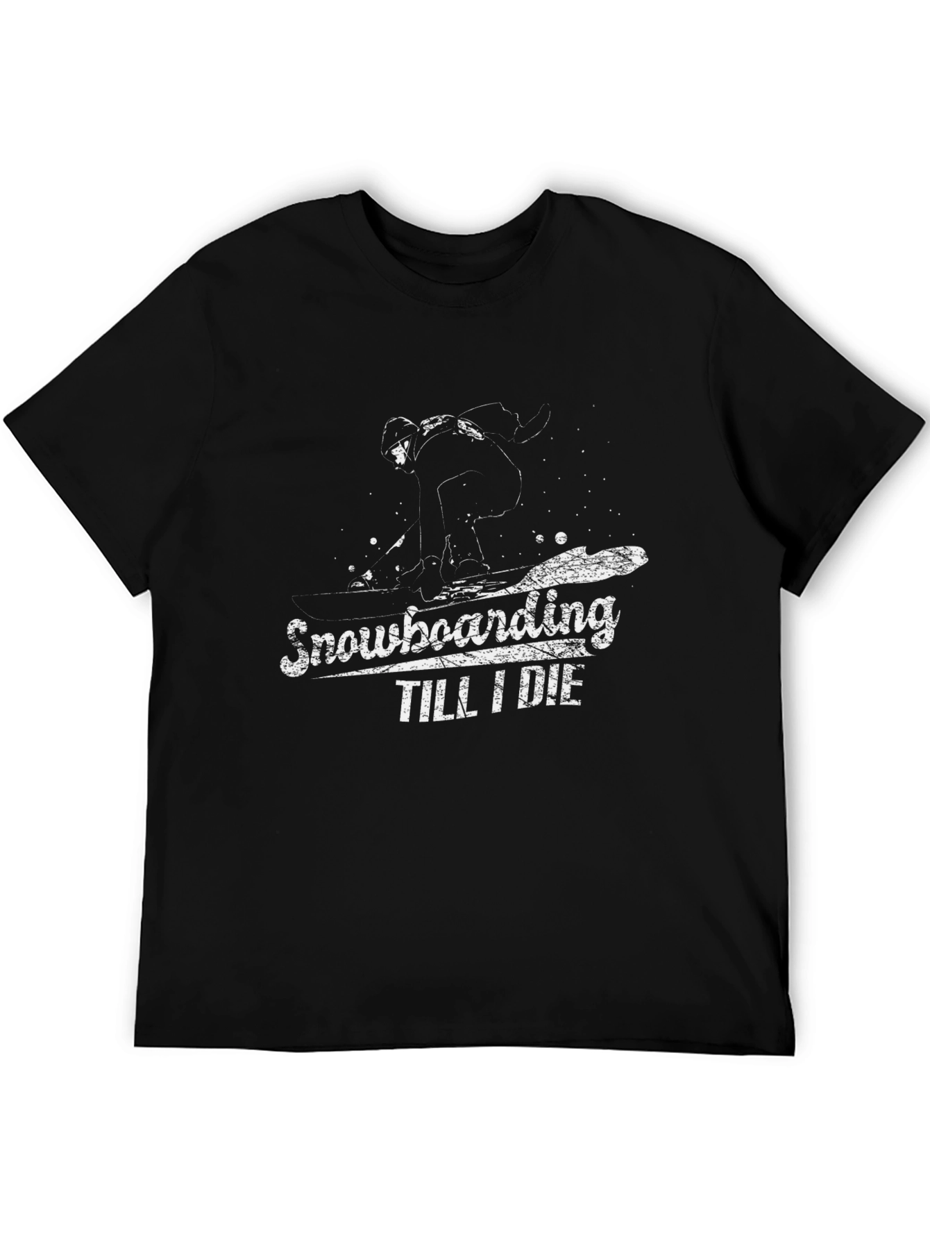 Black Snowboarding Till I Die T-Shirt - Graphic Tee view 5
