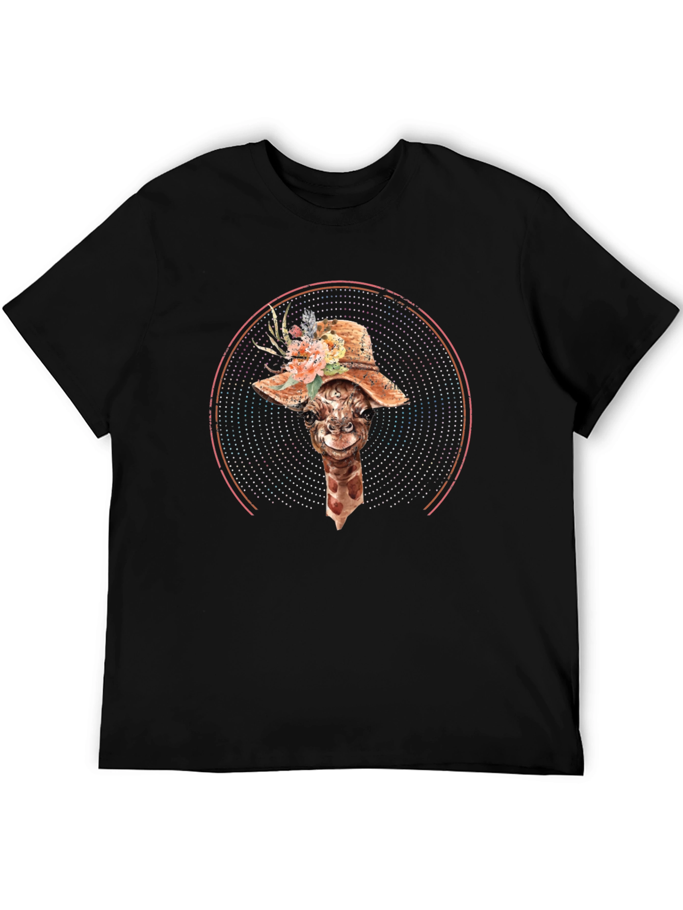 Black Giraffe in Hat Graphic Tee - Unisex view 5