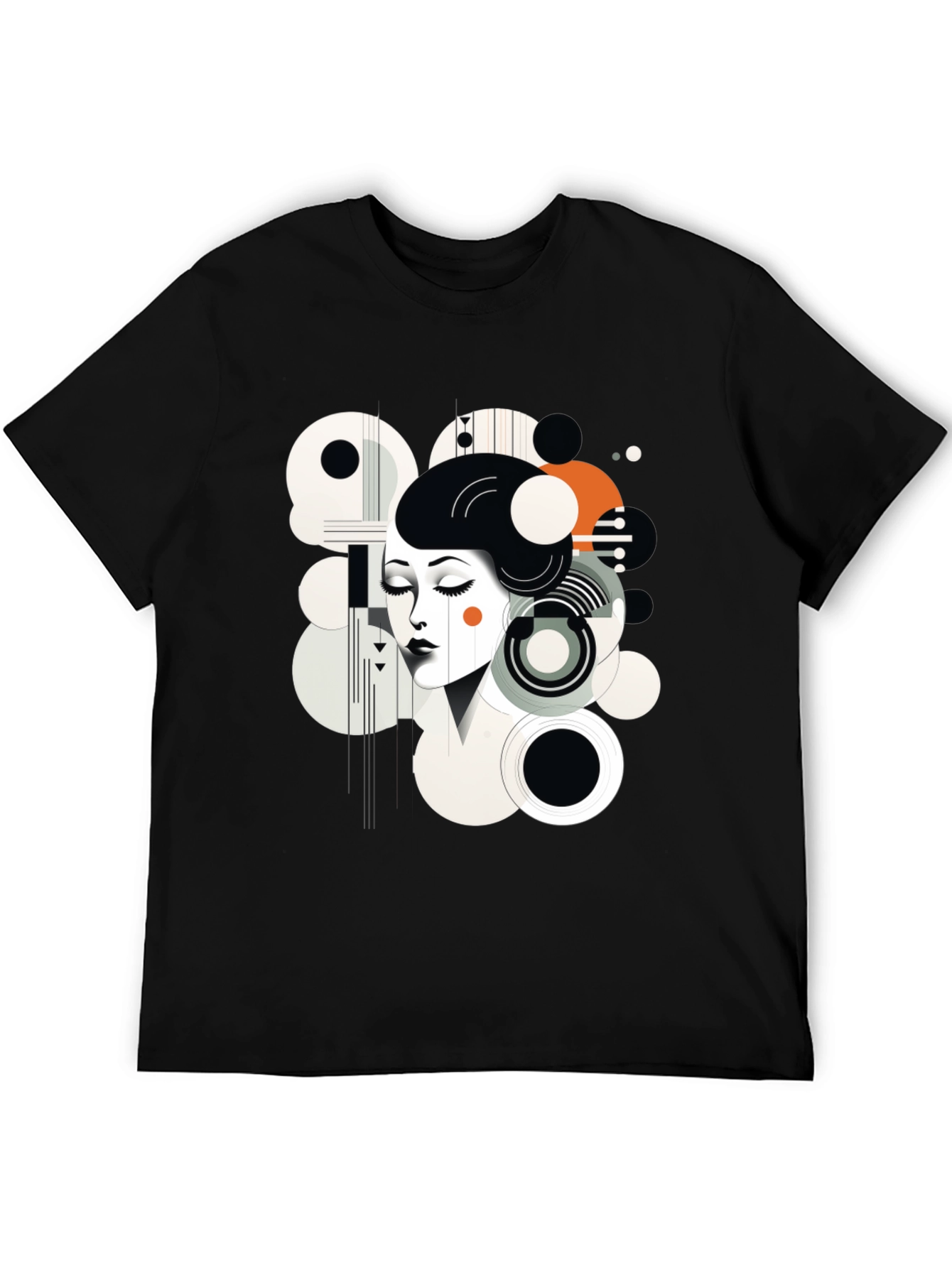 Black Abstract Woman Graphic Black Tee view 5