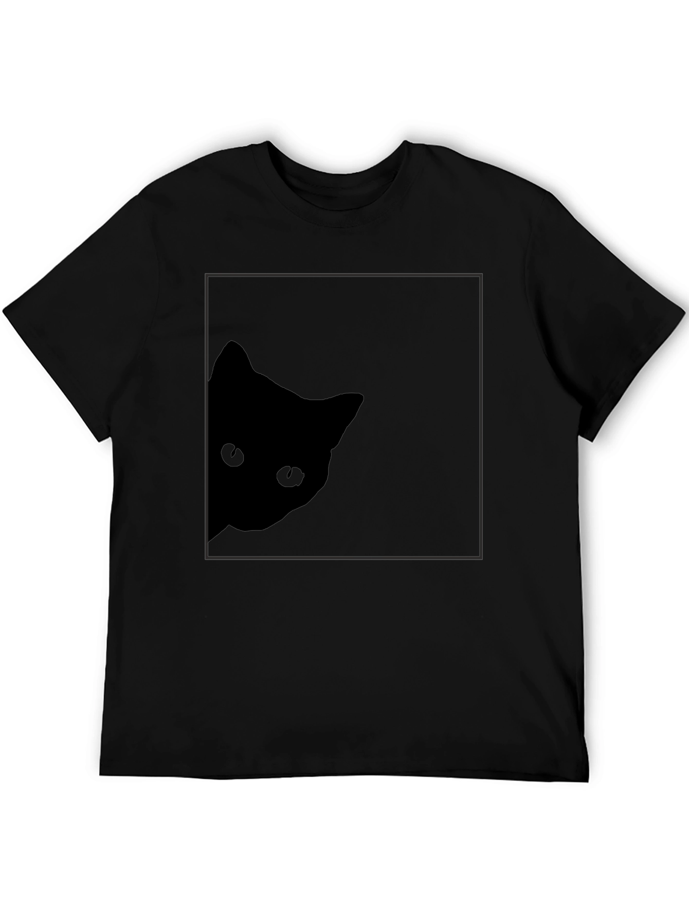 Black Stealthy Cat Black T-Shirt: Peek-a-Boo Style view 5