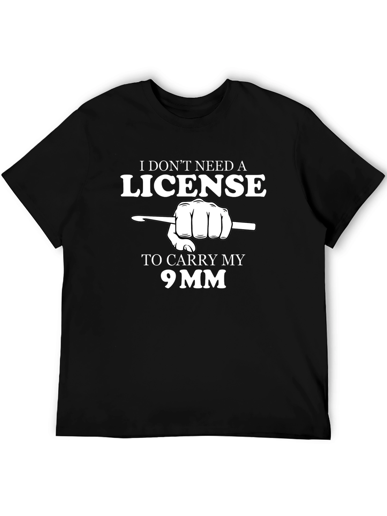 Black Crochet 9mm T-Shirt: Funny Yarn Hobby Tee view 5