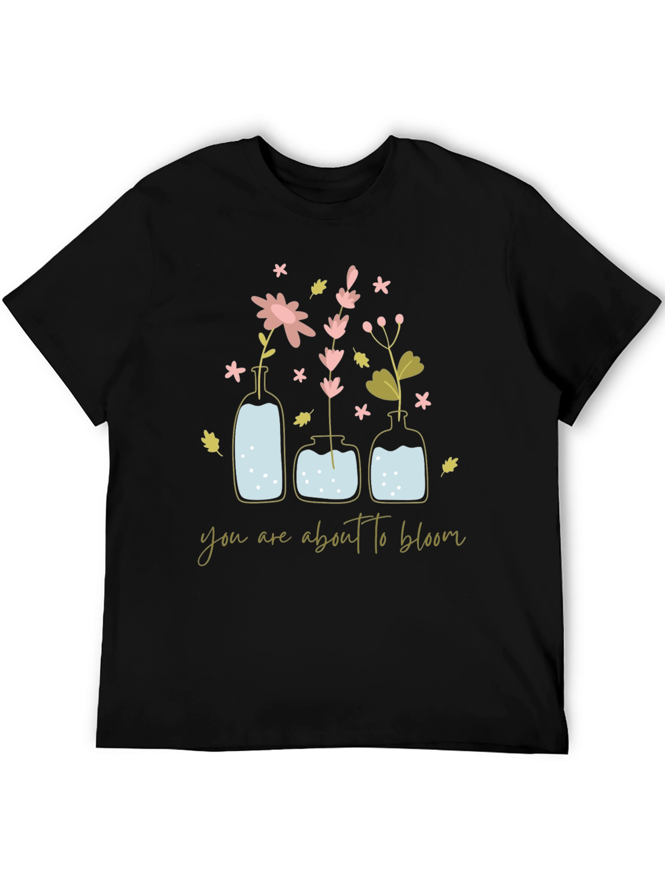 Black Floral Bloom T-Shirt - Inspirational Design view 5