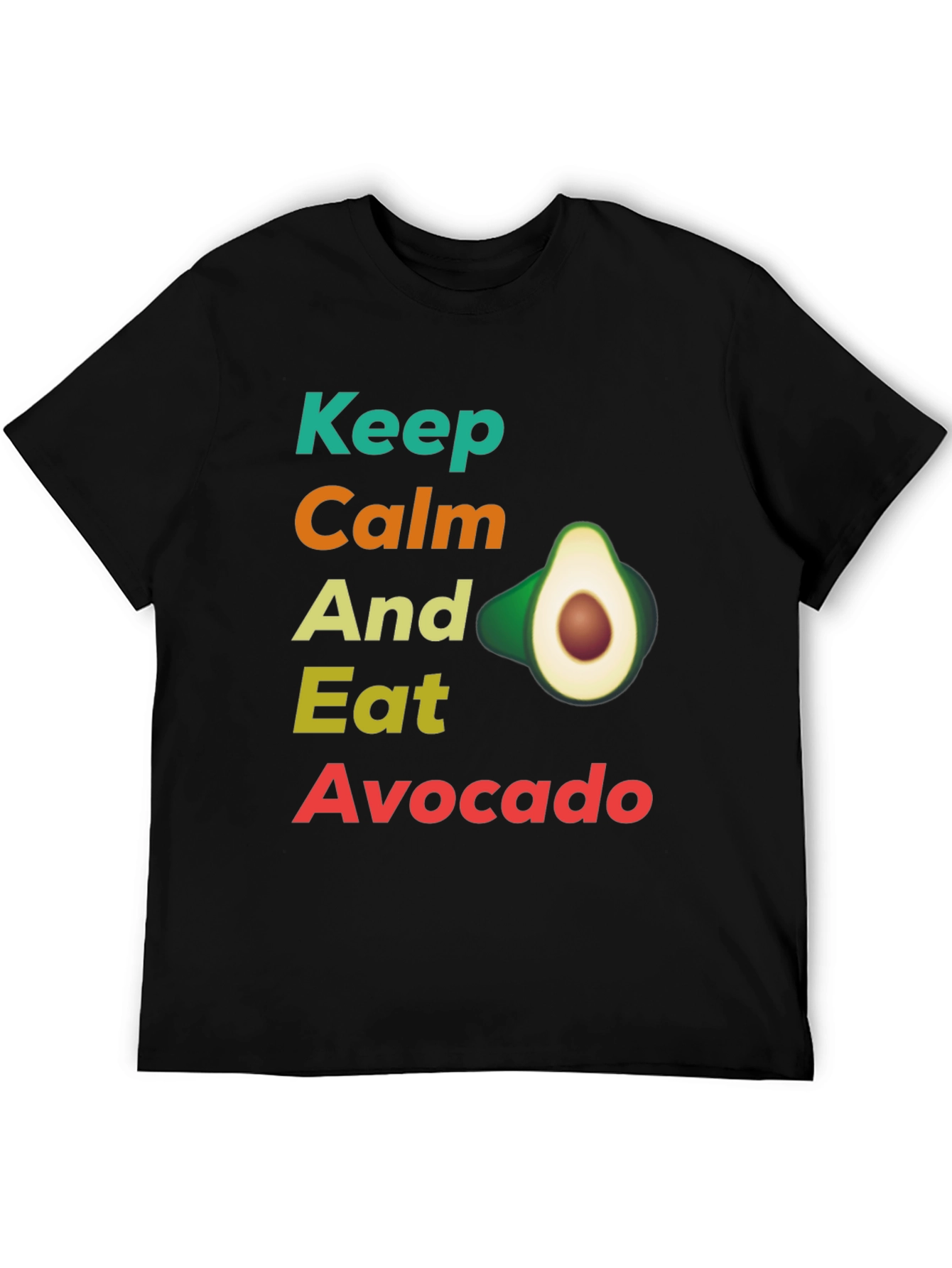 Black Keep Calm and Eat Avocado T-Shirt, Funny Avocado Lover Tee view 5