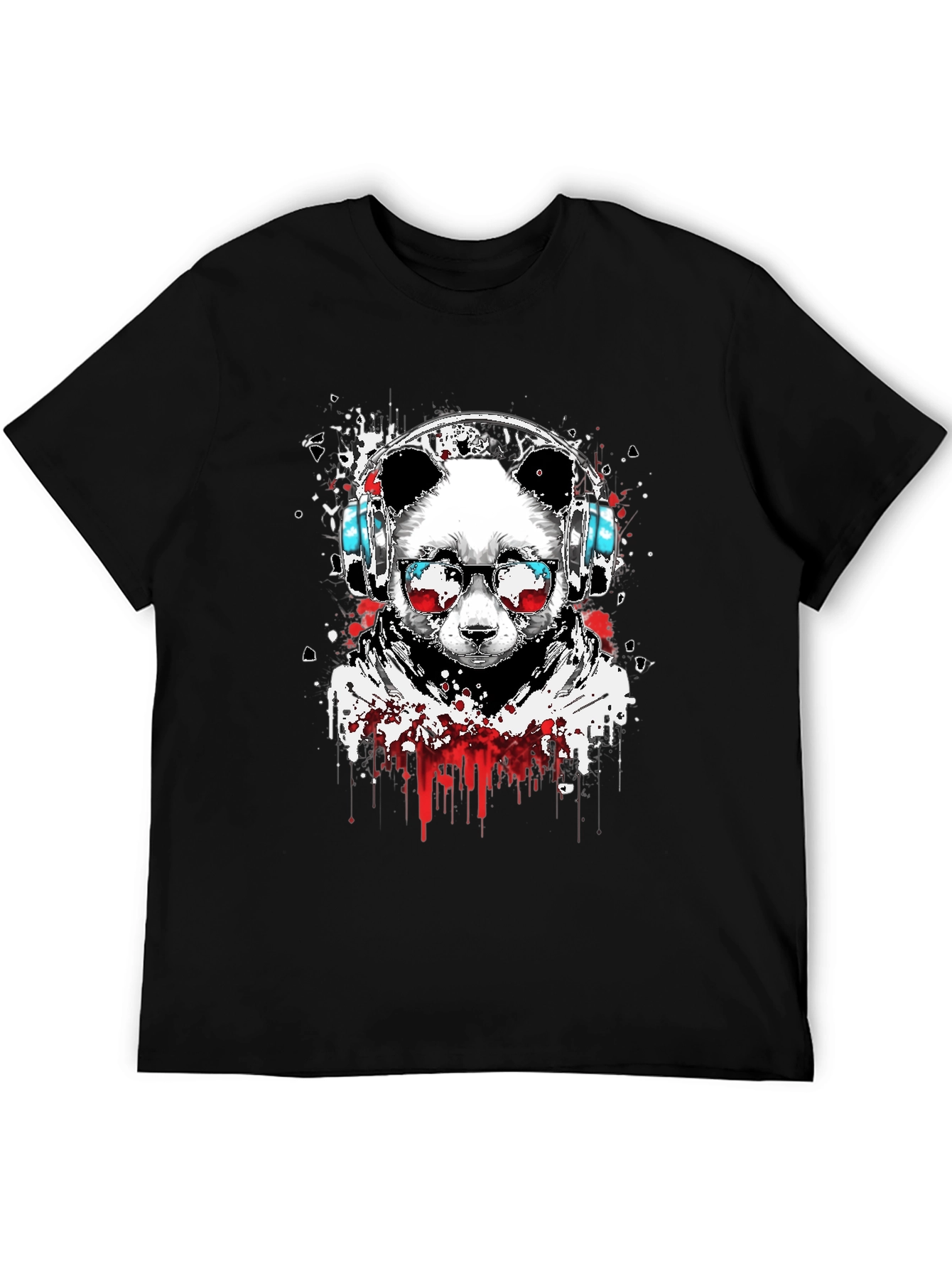 Black Cool Panda DJ Graphic T-Shirt - Black view 5